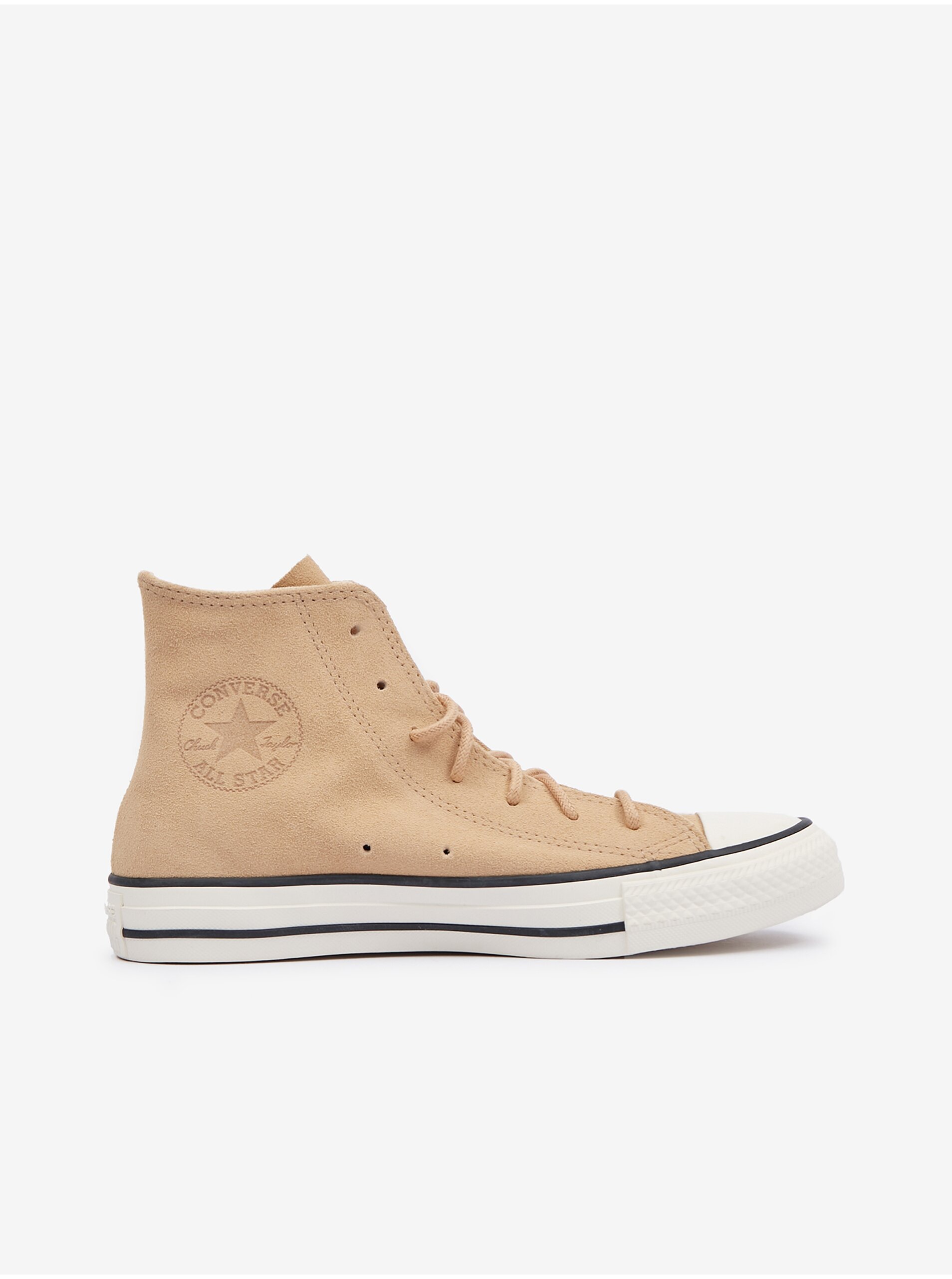 Levně Béžové dámské semišové kotníkové tenisky Converse Chuck Taylor A - Dámské