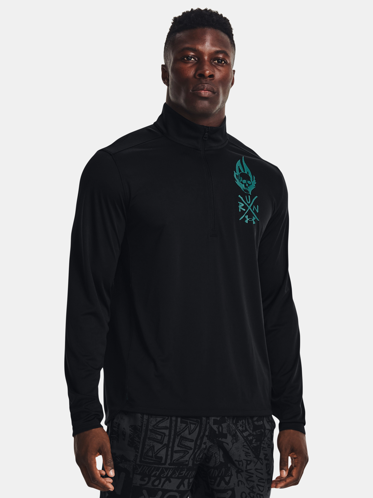 Under Armour UA Destroy All Miles 1/2 Zip-BLK T-Shirt - Mens