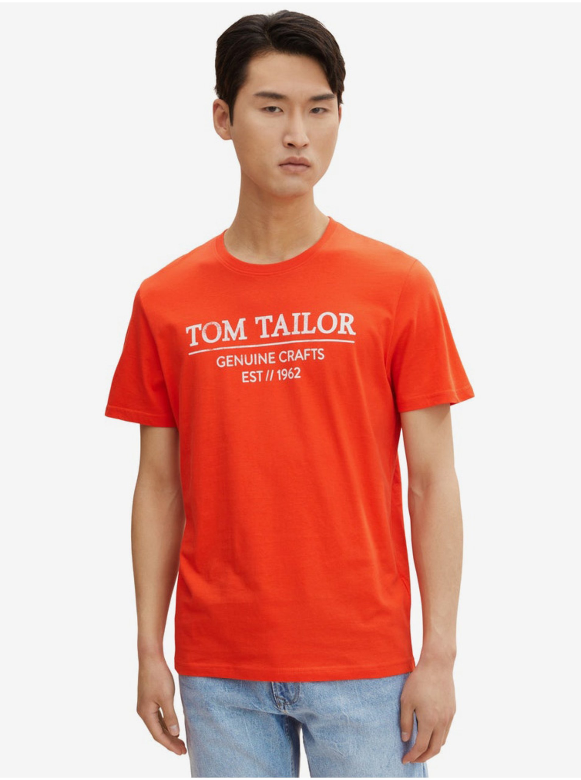 Tom tailor  - Bavlnené tričko Tom Tailor červená farba, s potlačou