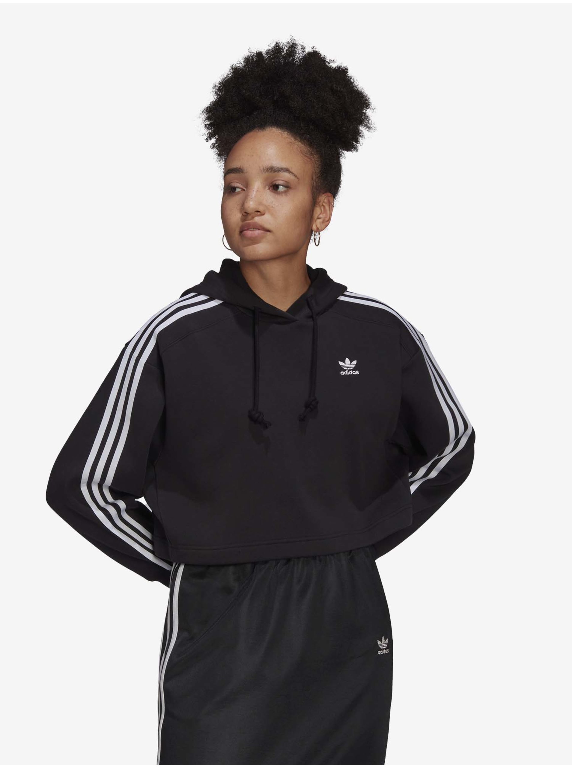 Black Womens Crop Hoodie Adidas Originals - Women