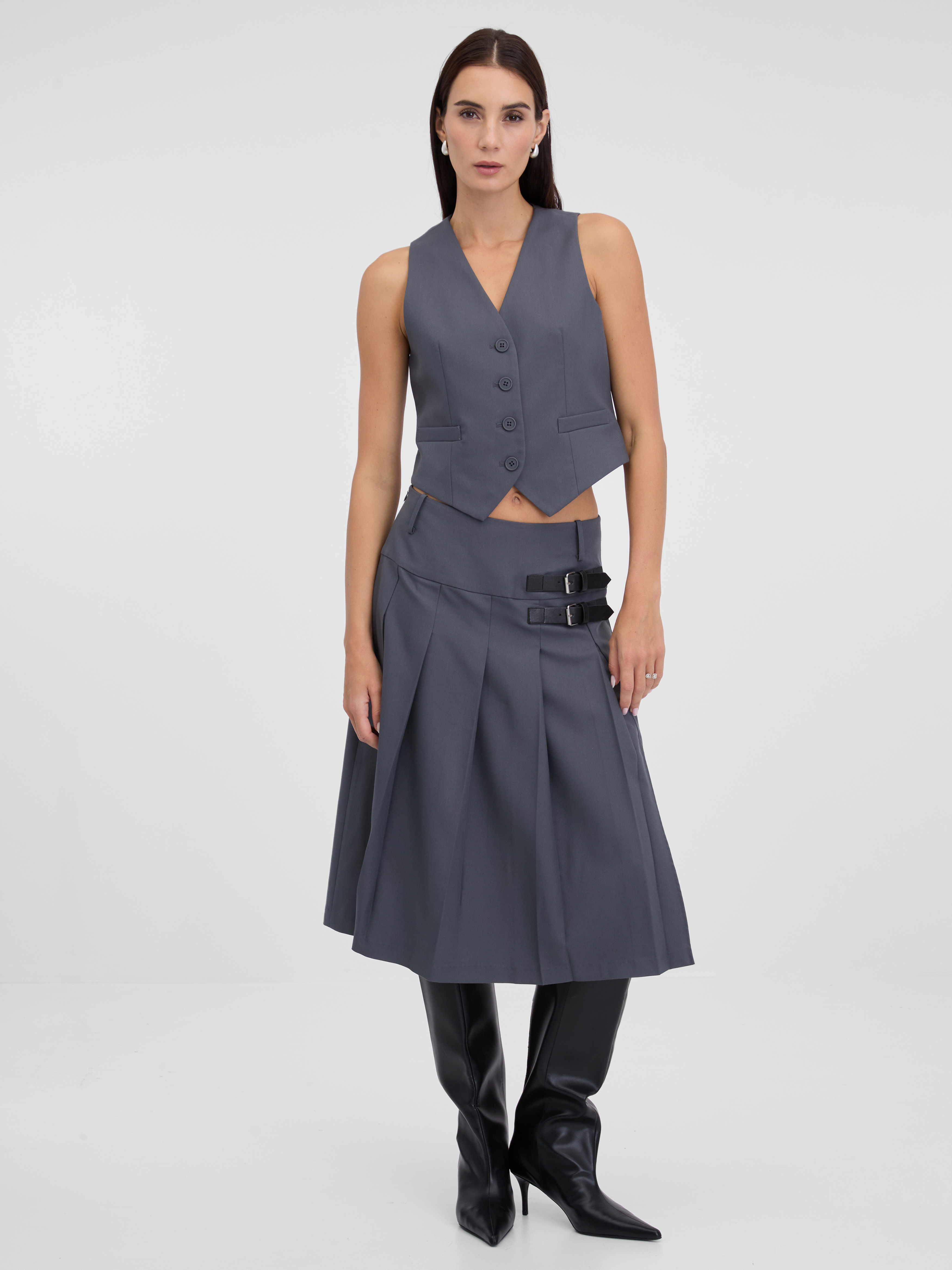 Дамска сива миди пола ORSAY