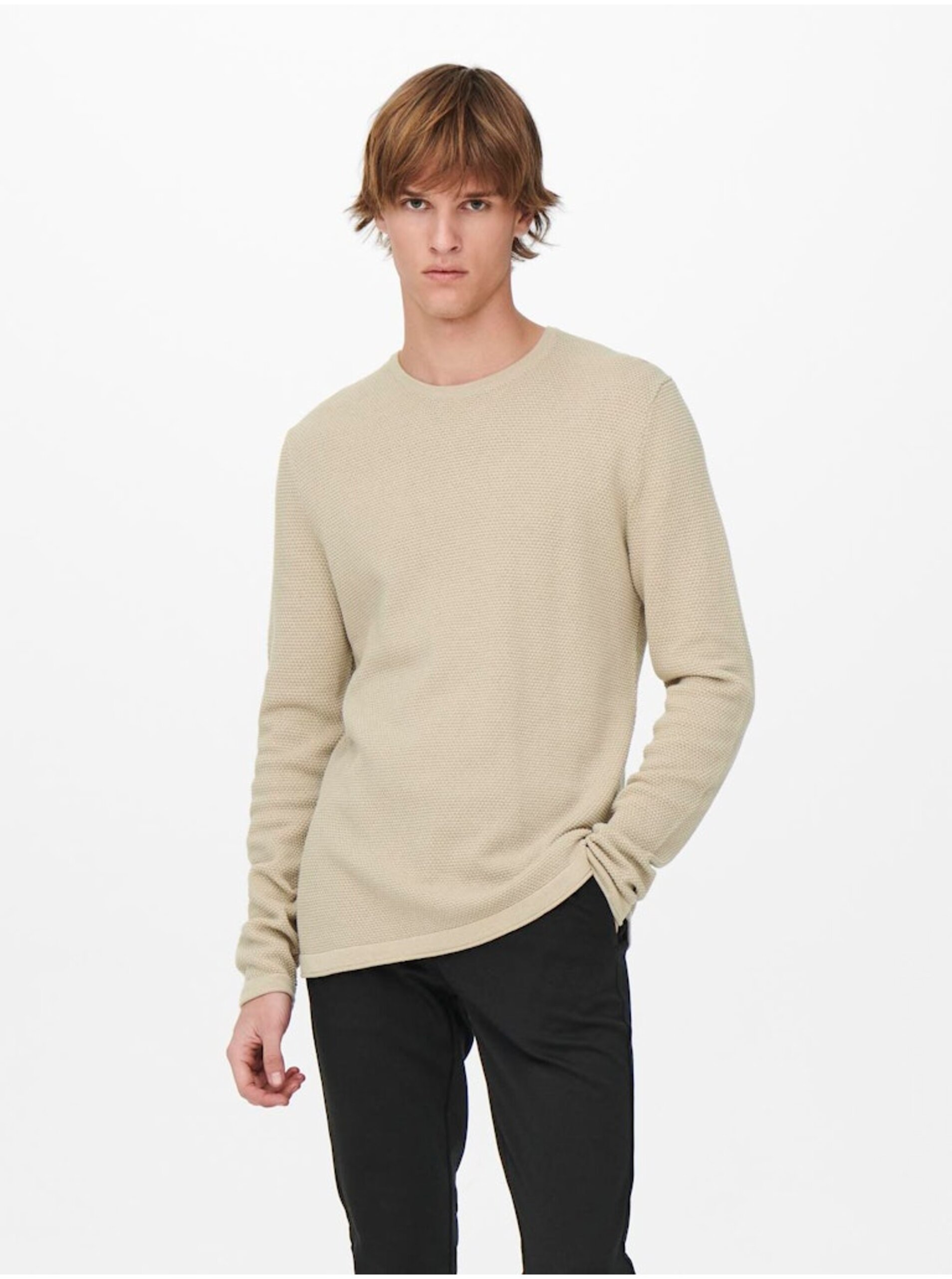 Beige Men's Basic Sweater ONLY & SONS Panter - Men