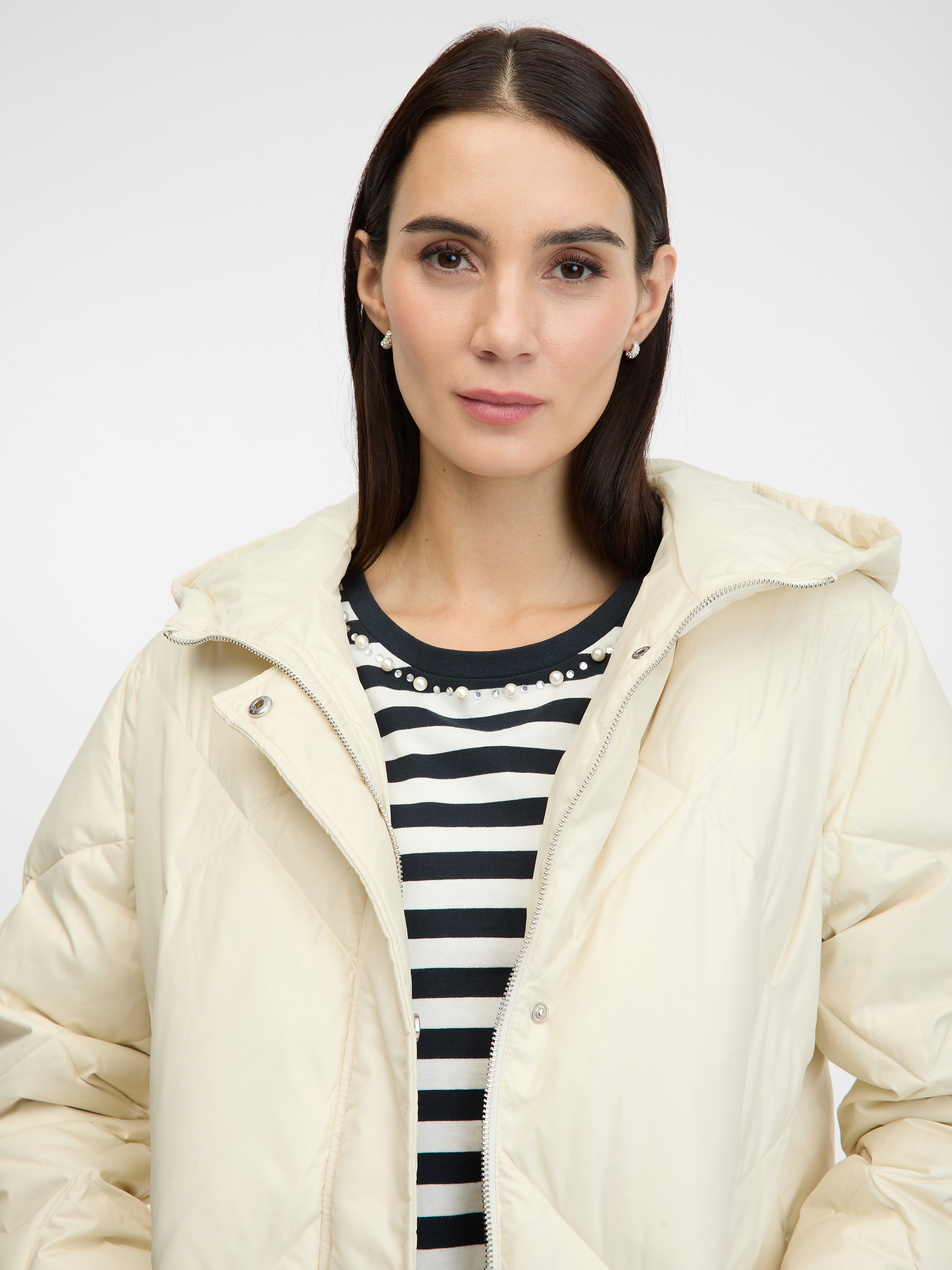 Cream women's quilted down coat ORSAY - Women's