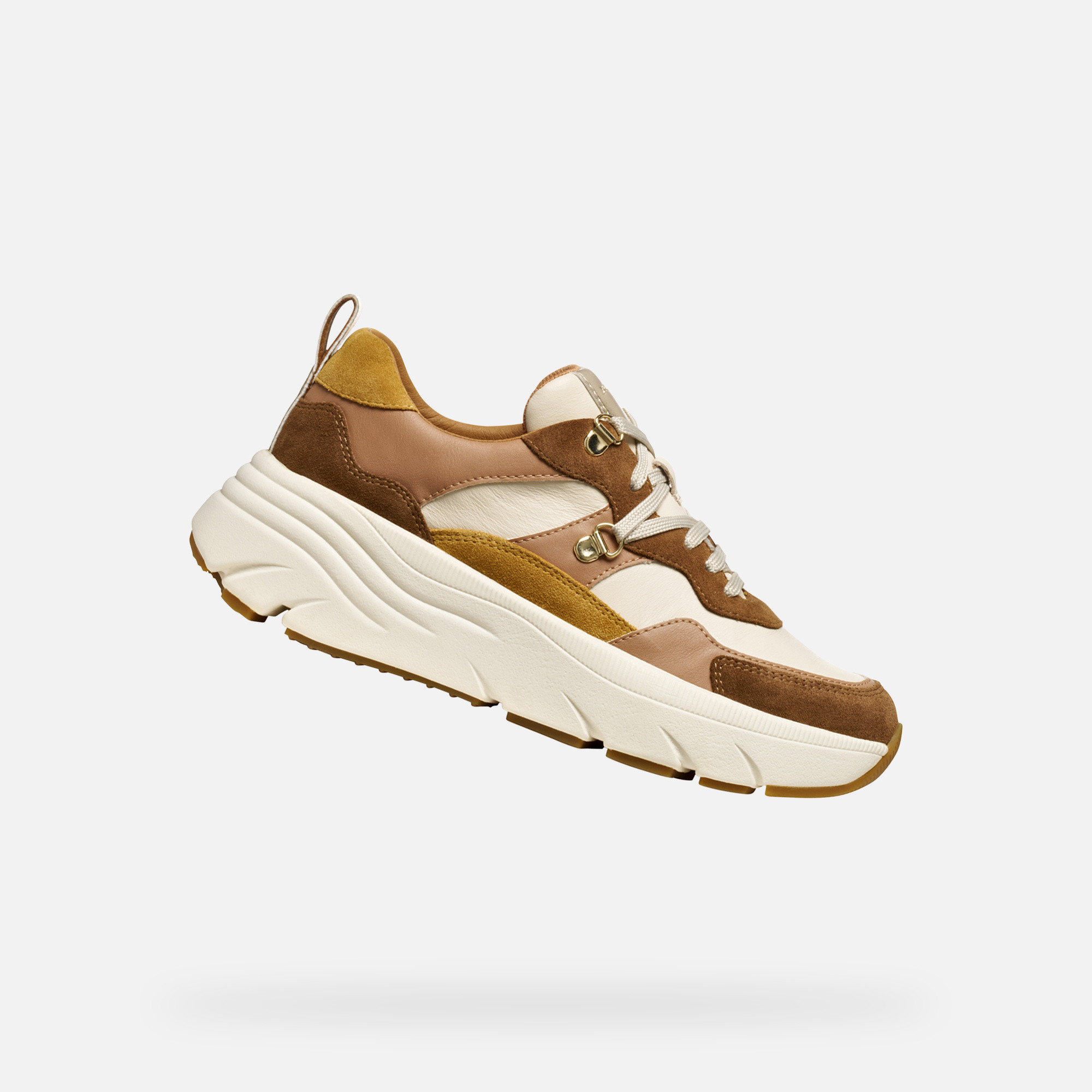 Light brown womens sneakers Geox Diamanta - Womens