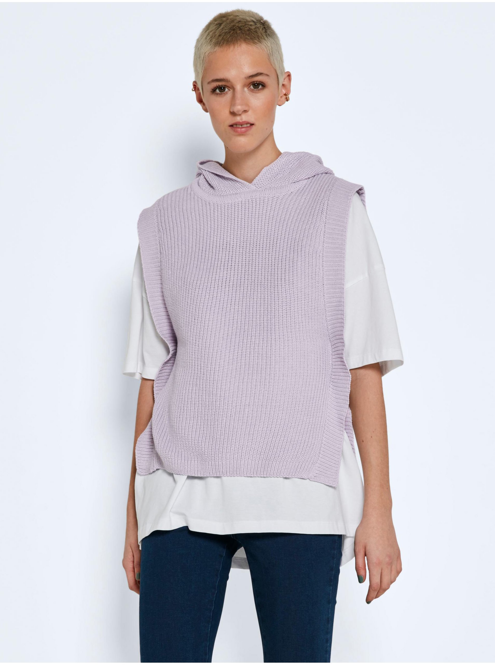Light purple hooded sweater vest Noisy May Freja - Women