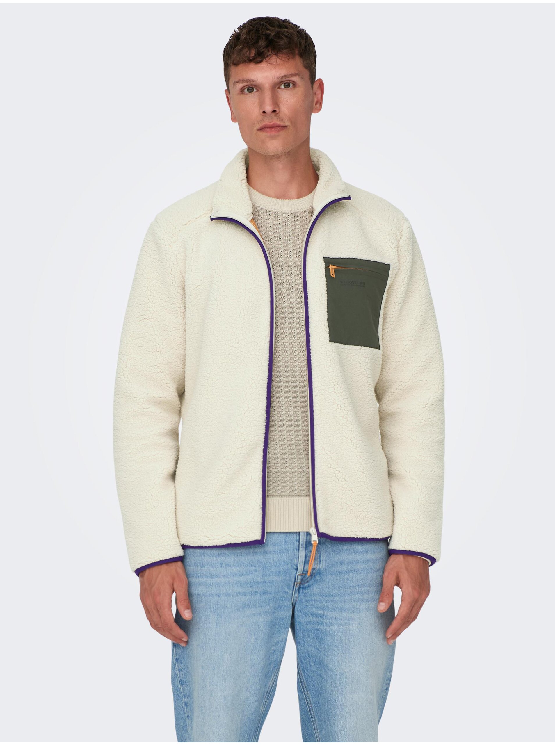 Jachete subtire pentru barbati ONLY &amp; SONS - crem