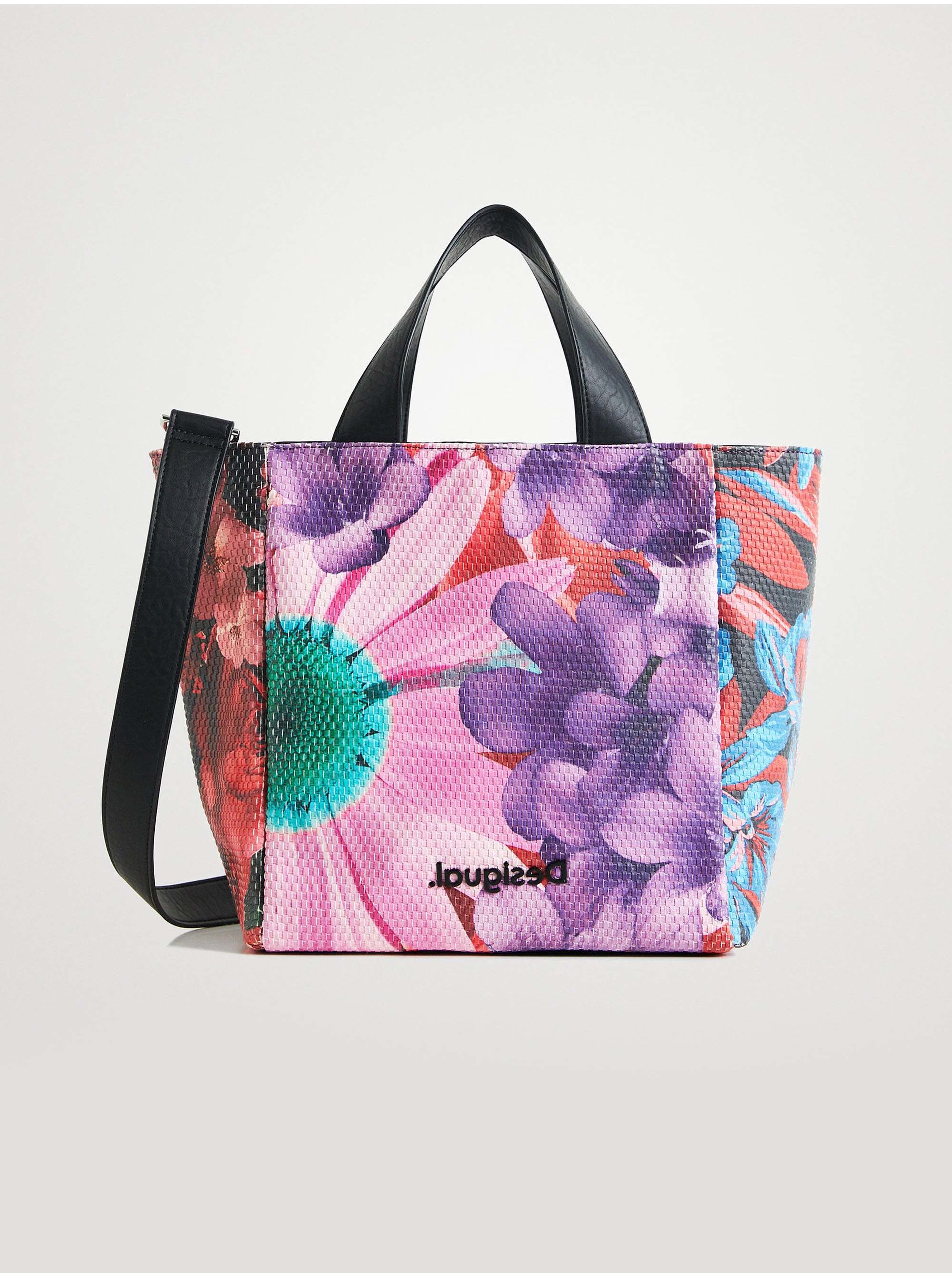 Red-purple ladies floral handbag Desigual Lacroix Trenzado Valdi - Ladies