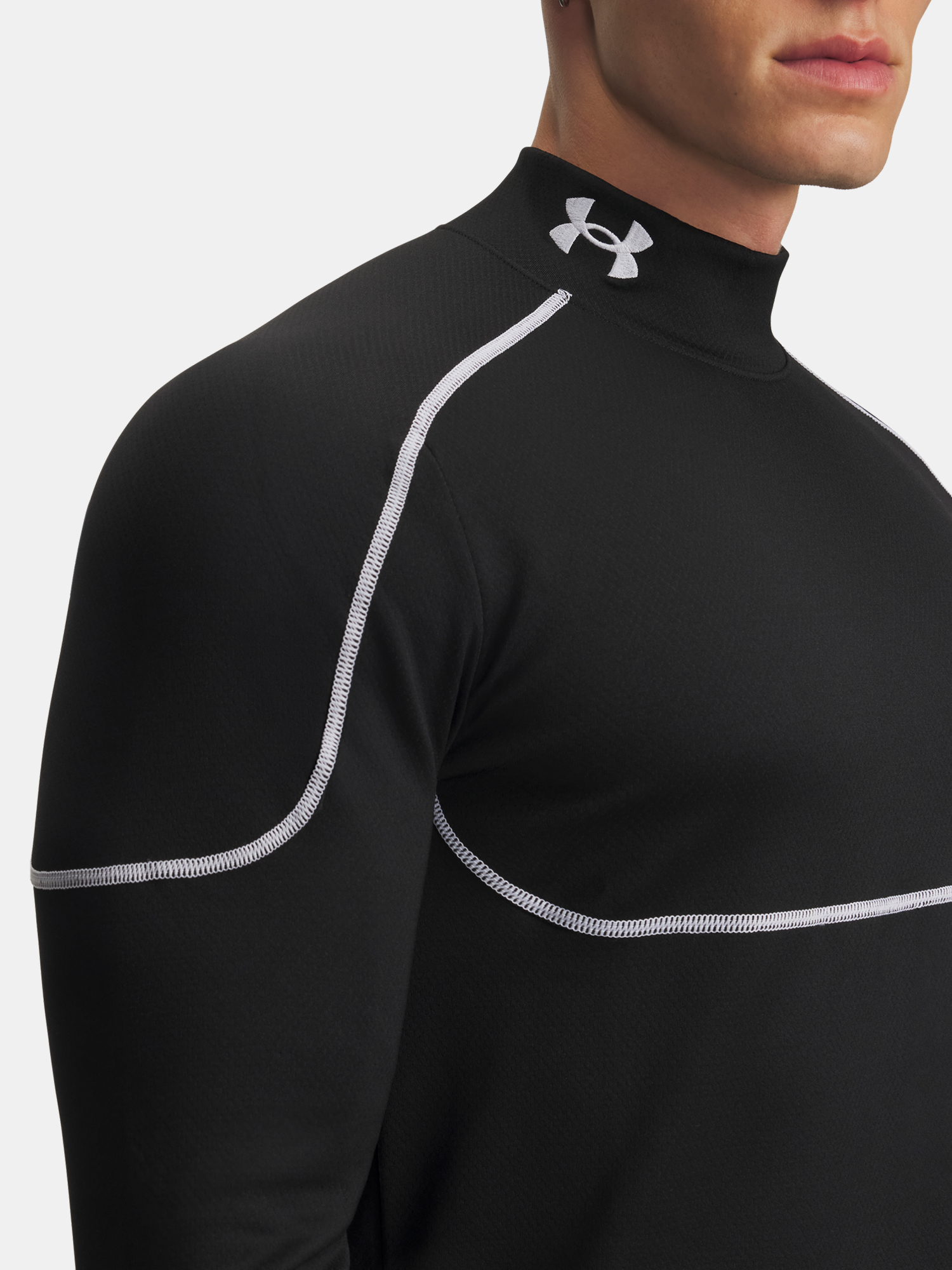 Men's Under Armour Cold Weather Grid LS Mock-BLK T-Shirt - Men's