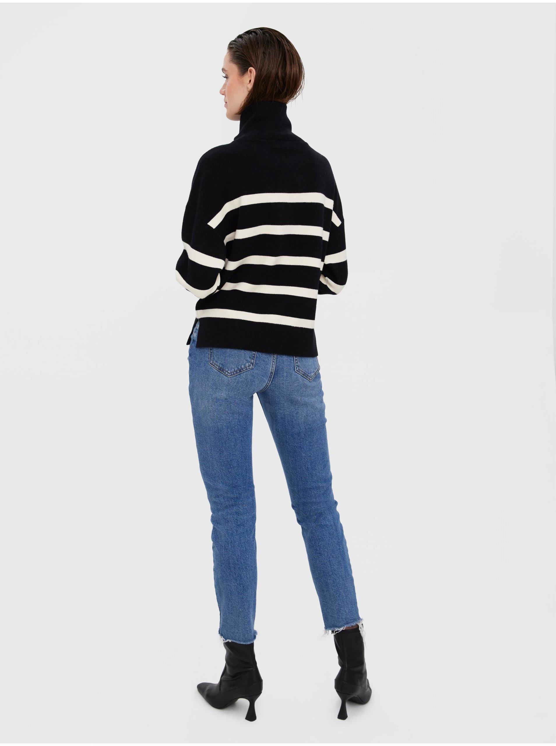 Cream-black striped sweater VERO MODA Saba - Women's