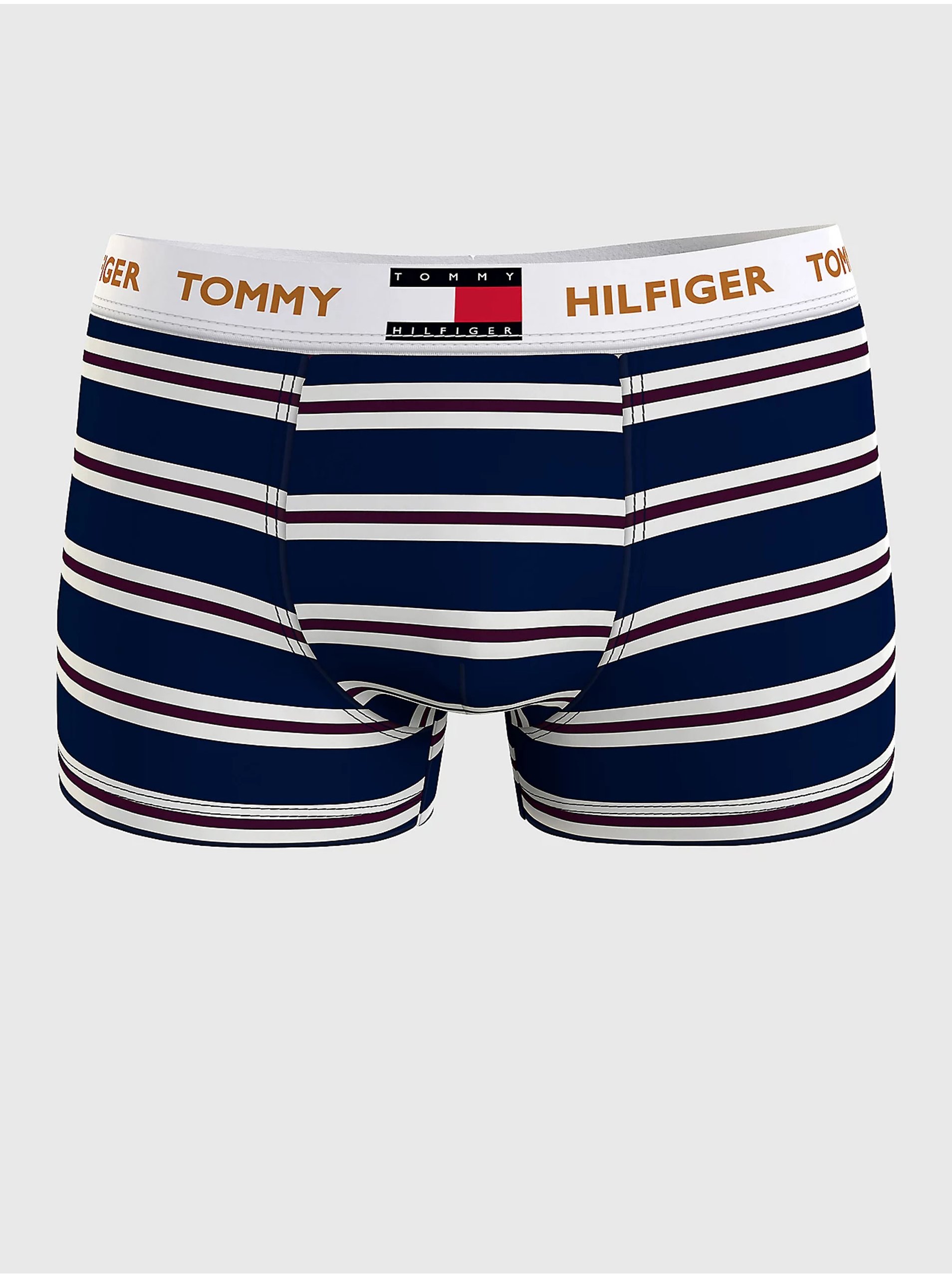 Levně Bílo-modré pánské pruhované boxerky Tommy Hilfiger Underwear - Pánské