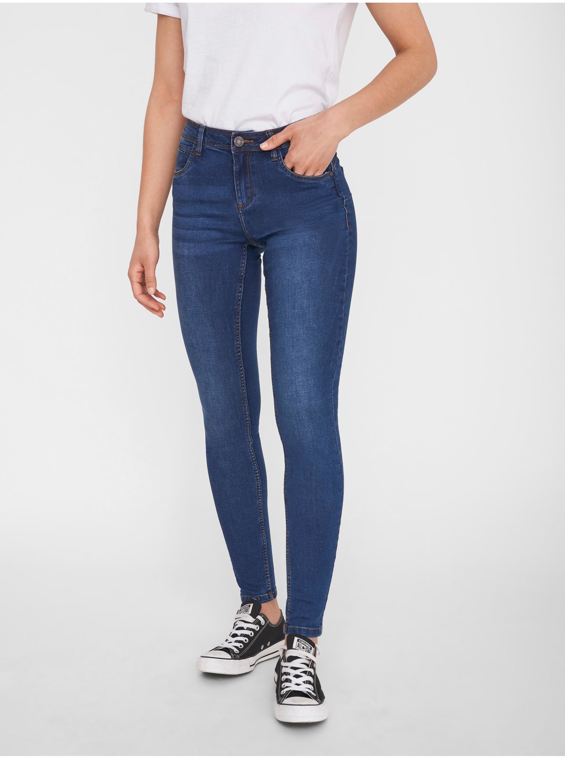Modré slim fit džíny Noisy May Jen - Dámské