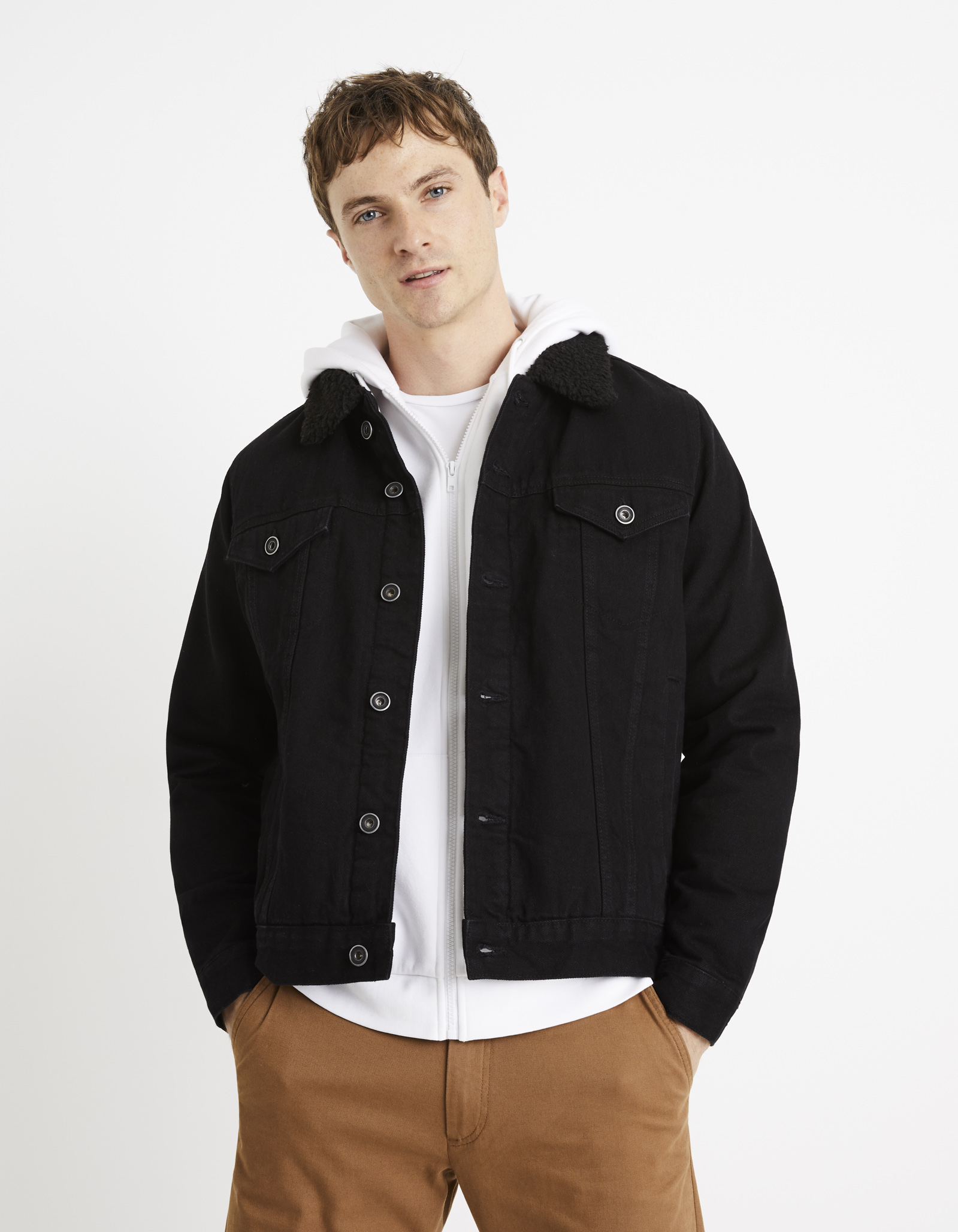 Celio Denim Jacket Sherpa Cudensherp - Mens