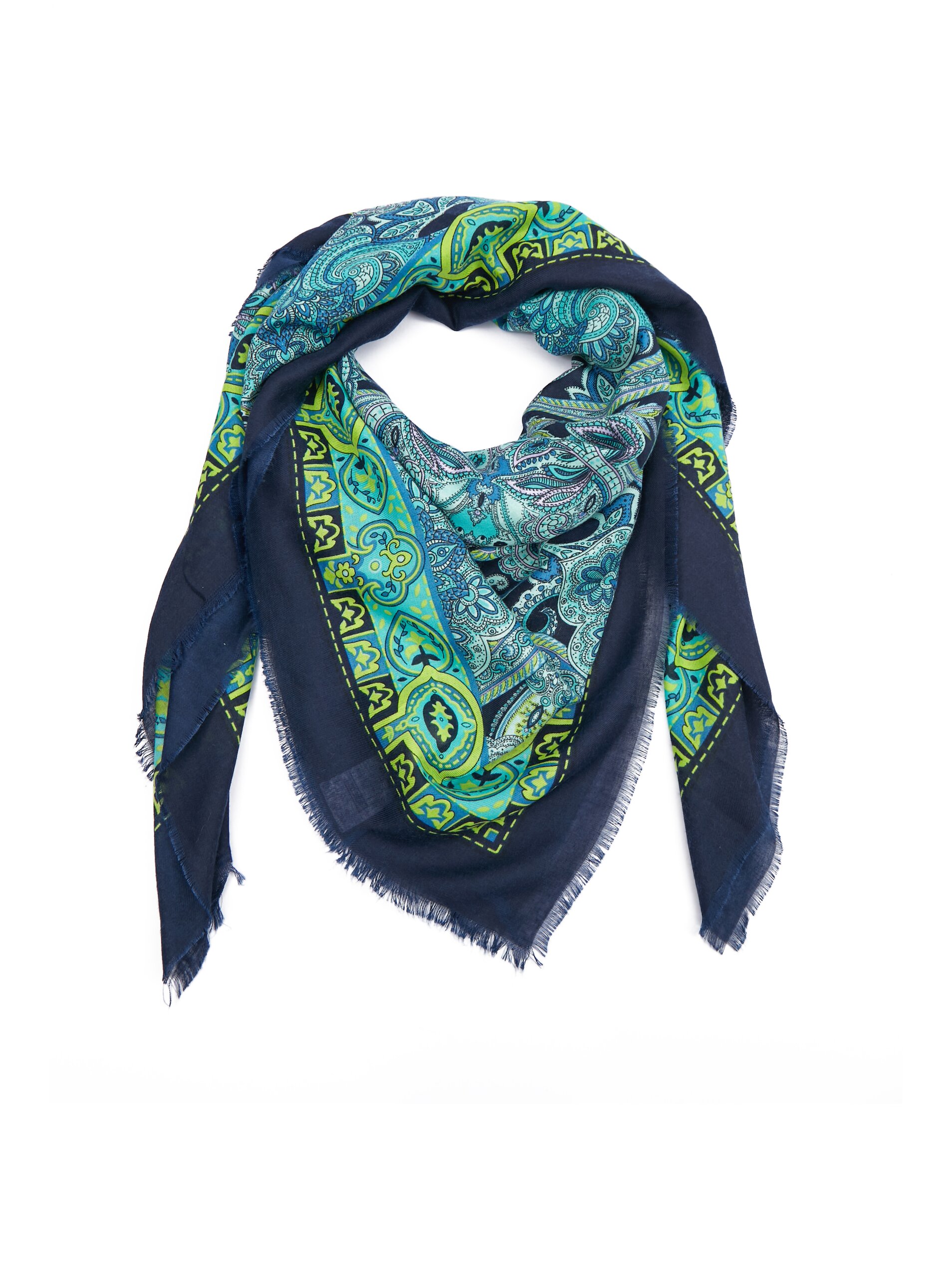 Modro-zelený dámský vzorovaný šátek ORSAY