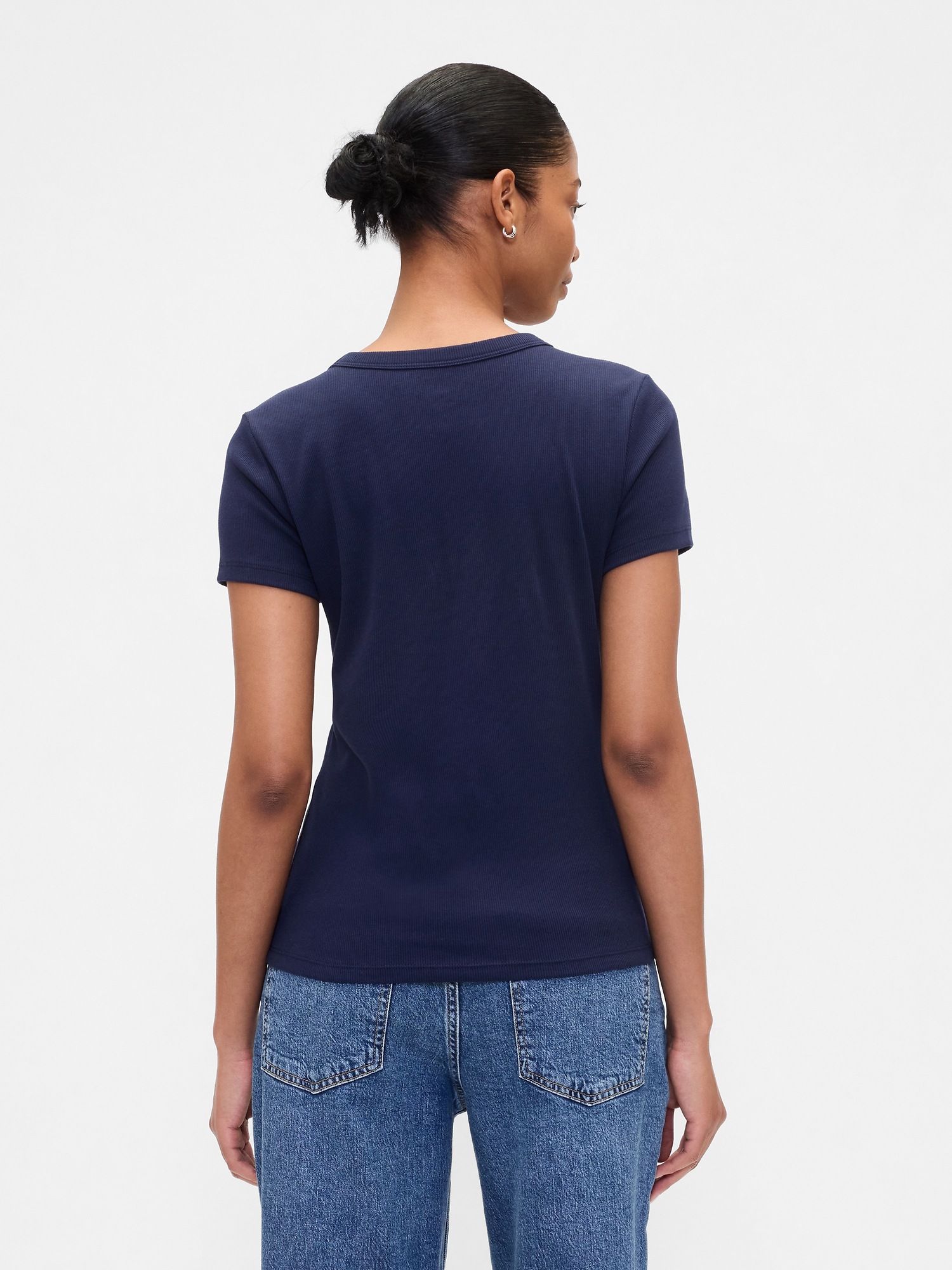 GAP Ribbed T-Shirt with Logo - Women's