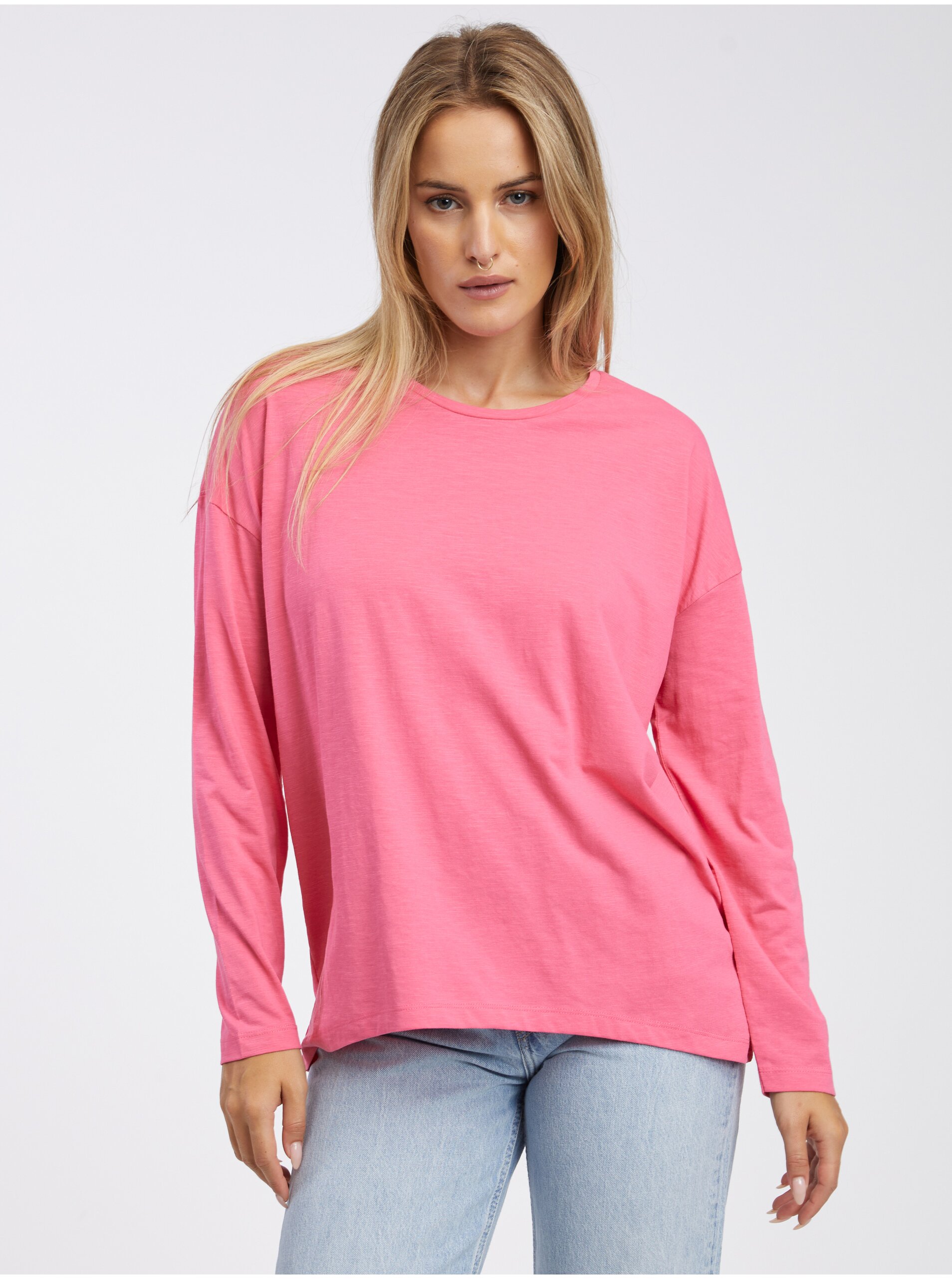 Noisy May Dark Pink Womens Basic Oversize Long Sleeve T-Shirt Noisy Ma - Women
