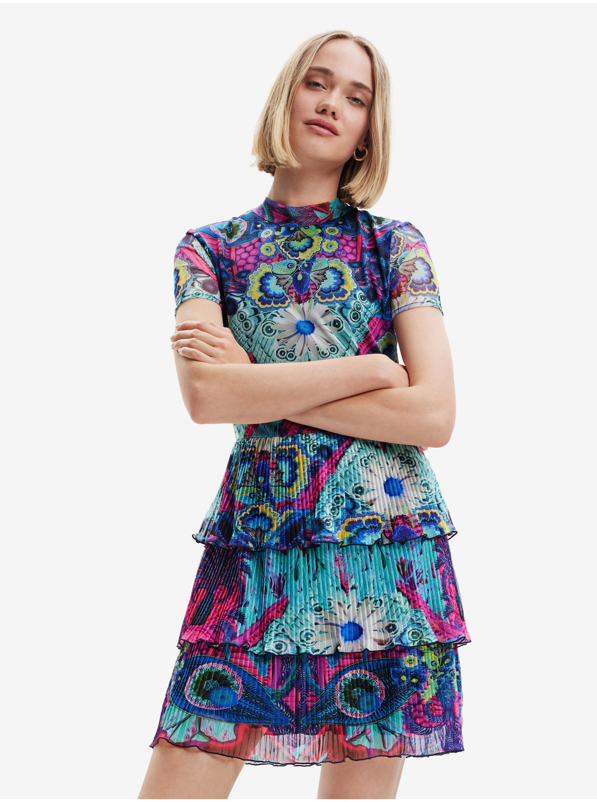 Blue Patterned Dress Desigual Exeter-Lacroix - Women