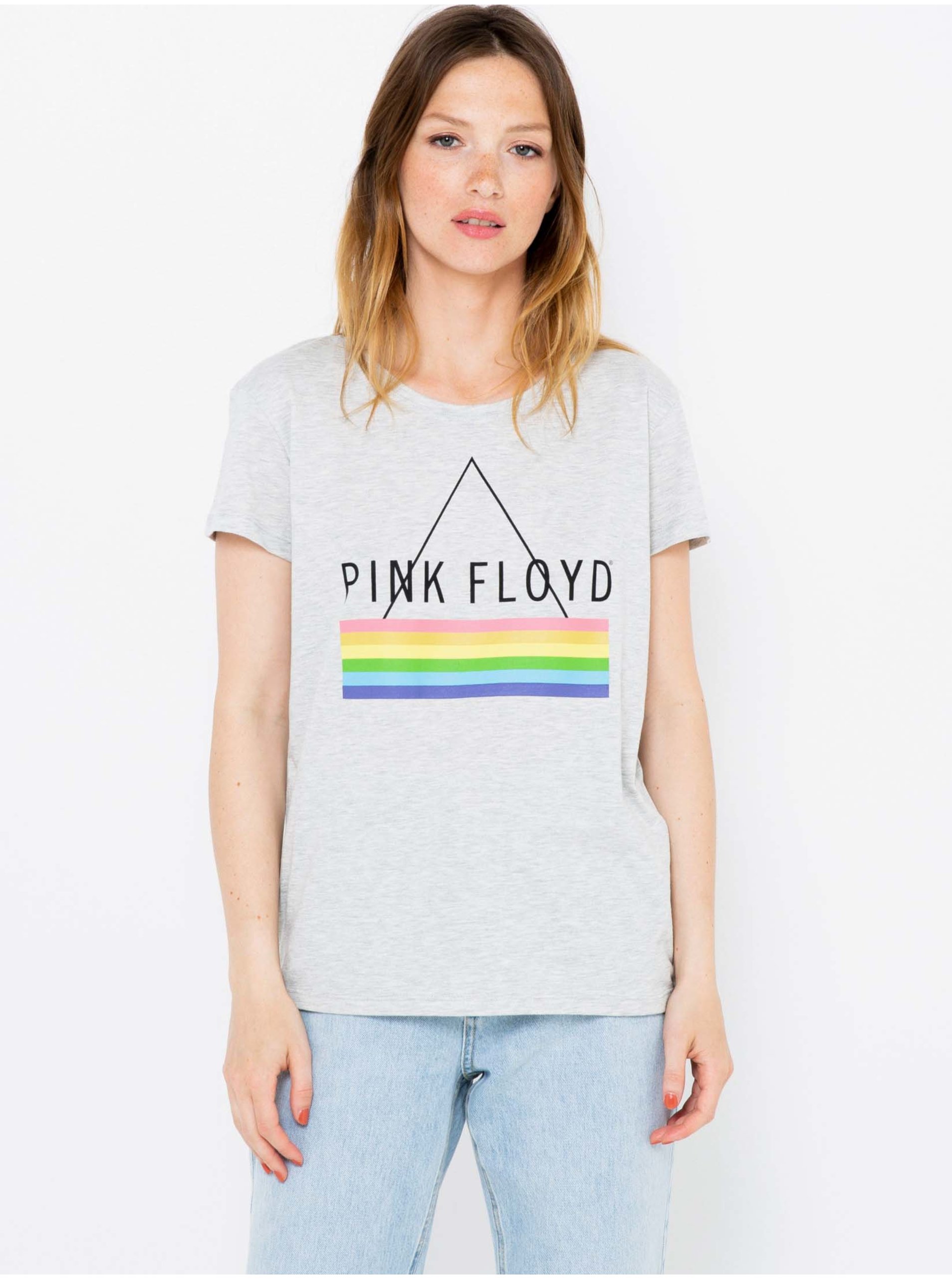 Light grey T-shirt with CAMAIEU print - Women