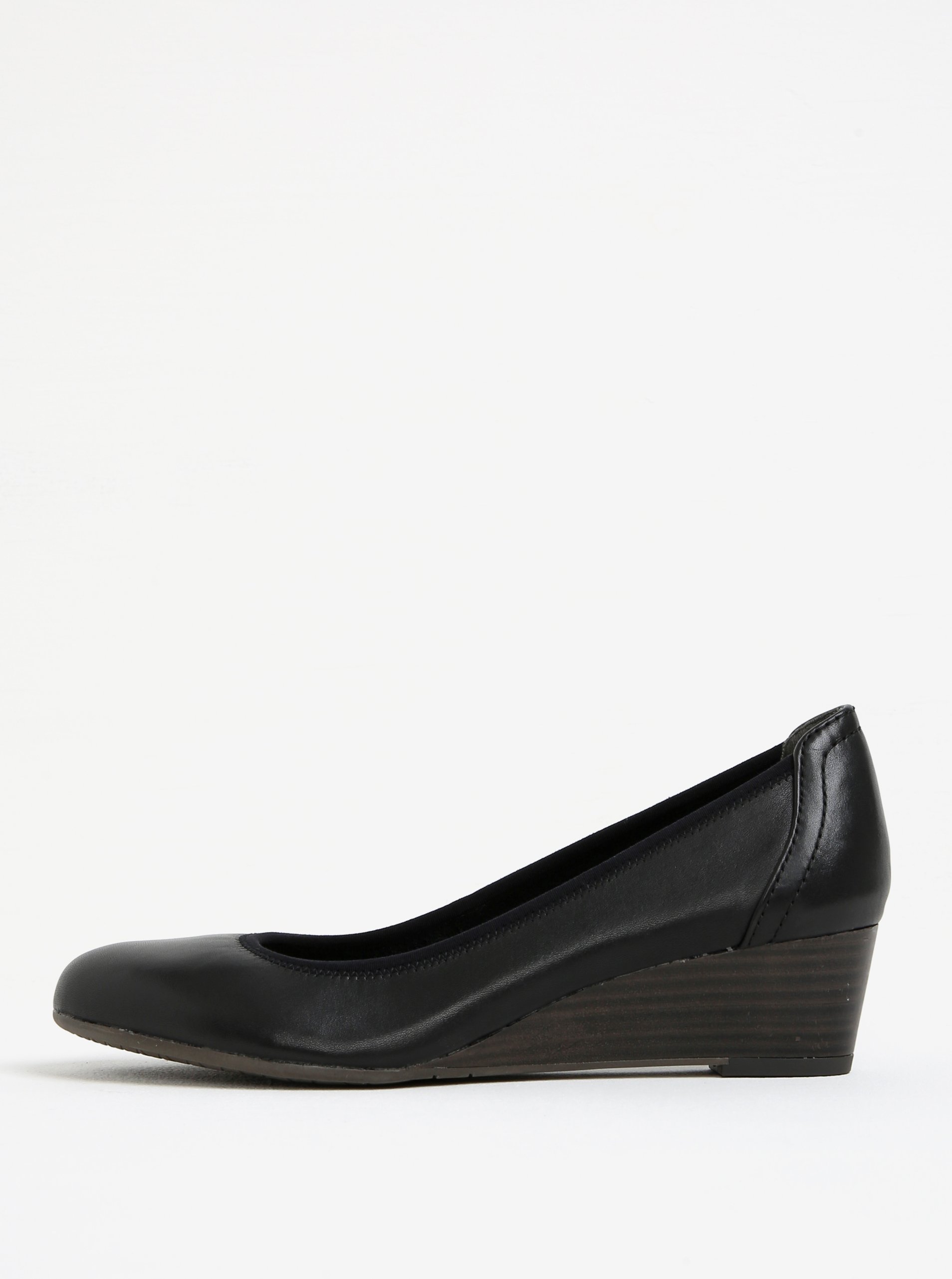 Black Leather Wedge Ballerinas Tamaris - Ladies