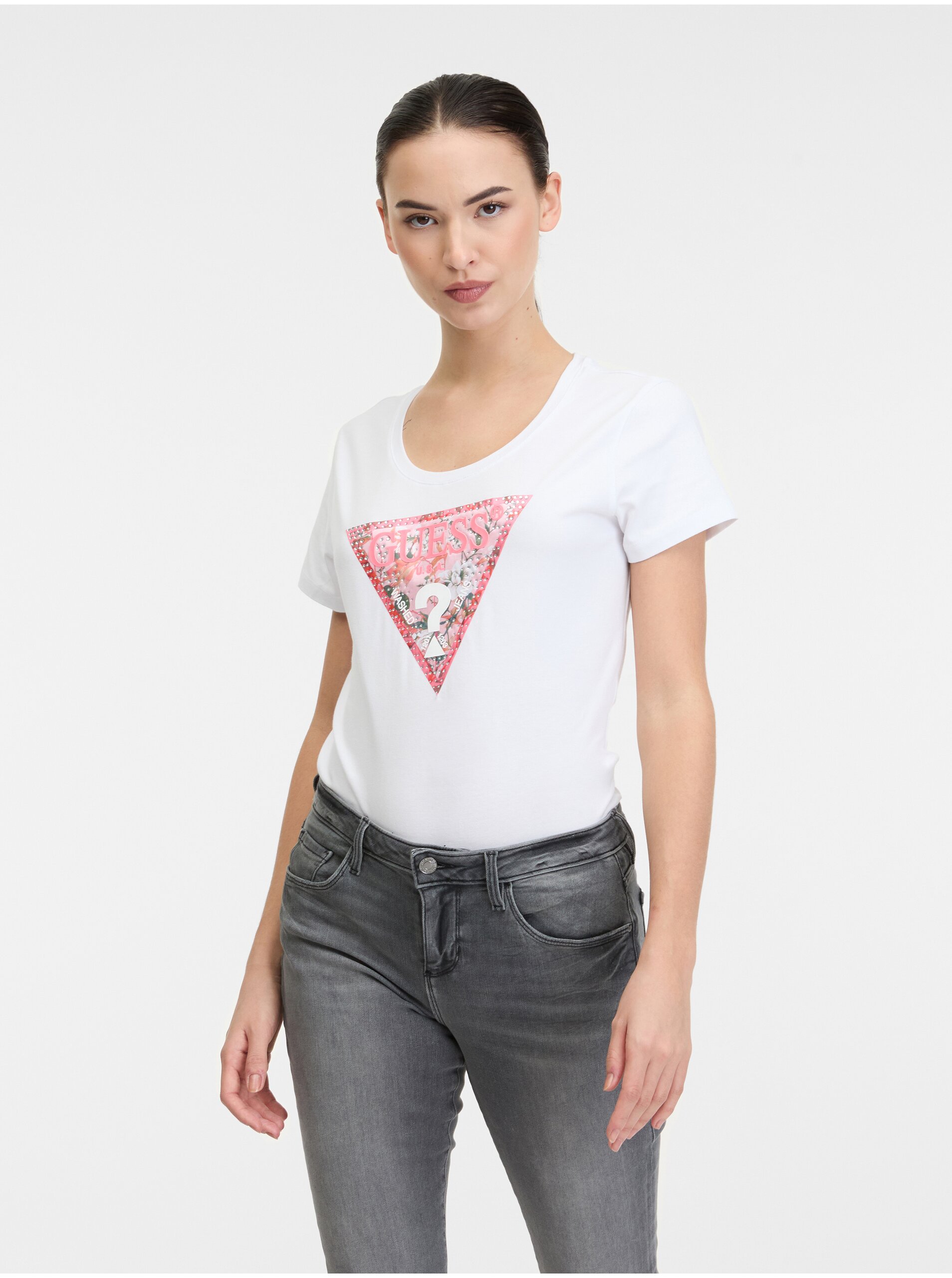 White women's T-shirt Guess Satin - Women