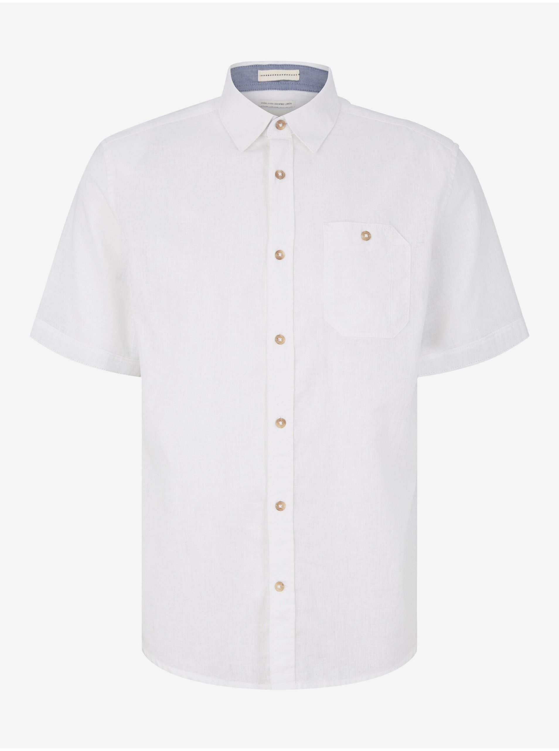Levně Bílá pánská lněná košile Tom Tailor - Pánské