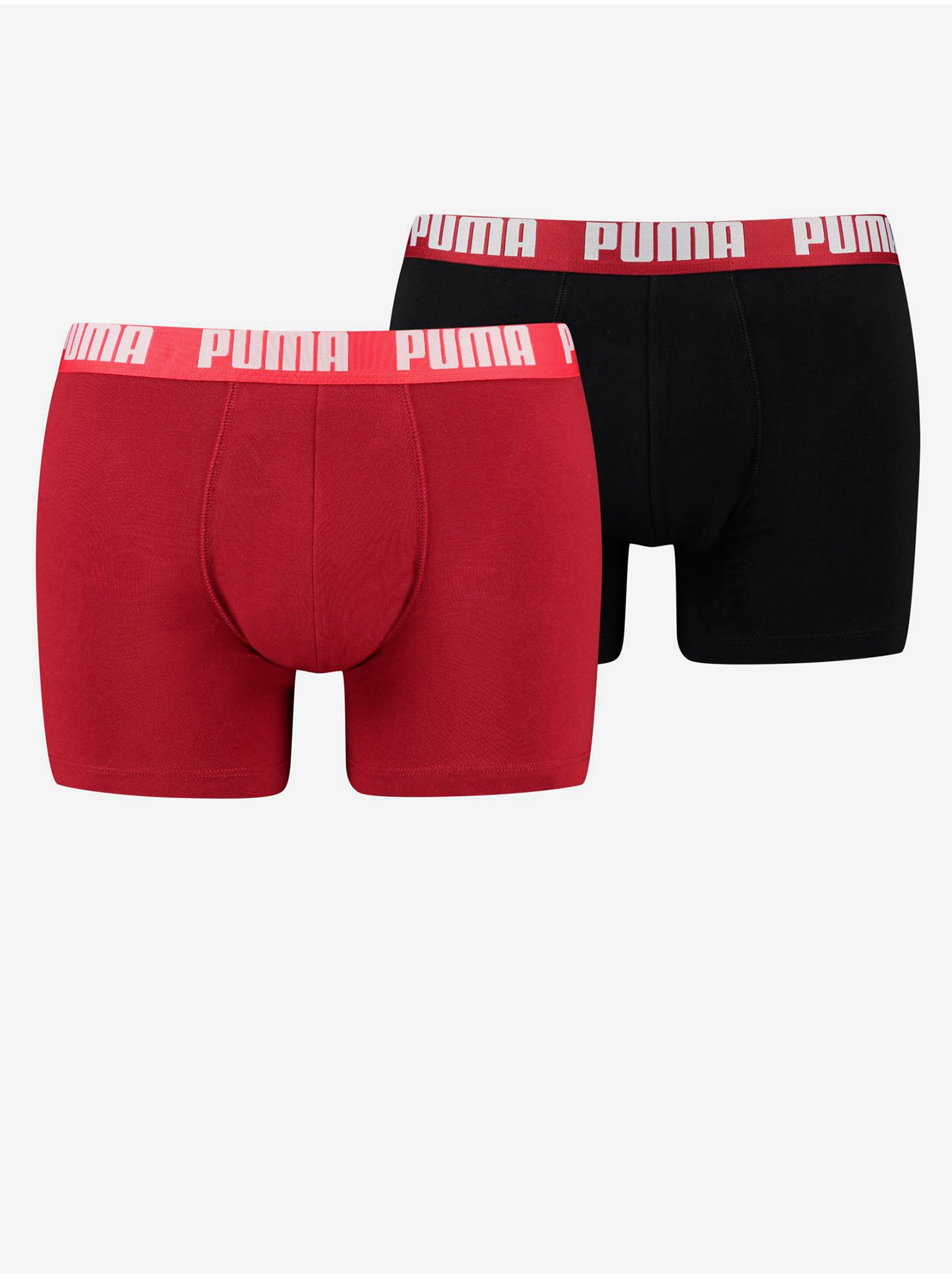 Sada dvoch pánskych boxeriek v čiernej a červenej farbe Puma