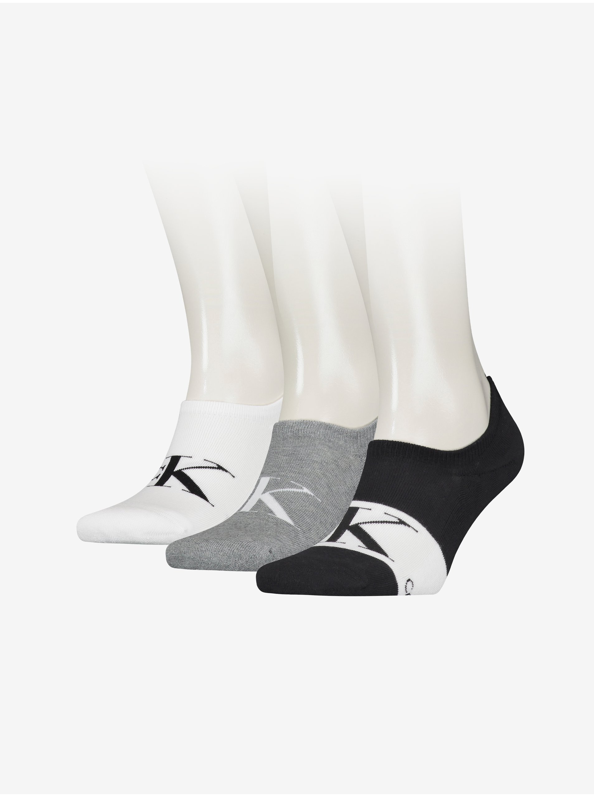 Levně Calvin Klein Sada tří párů pánských ponožek v bílé, šedé a černé barvě Calvin - Pánské