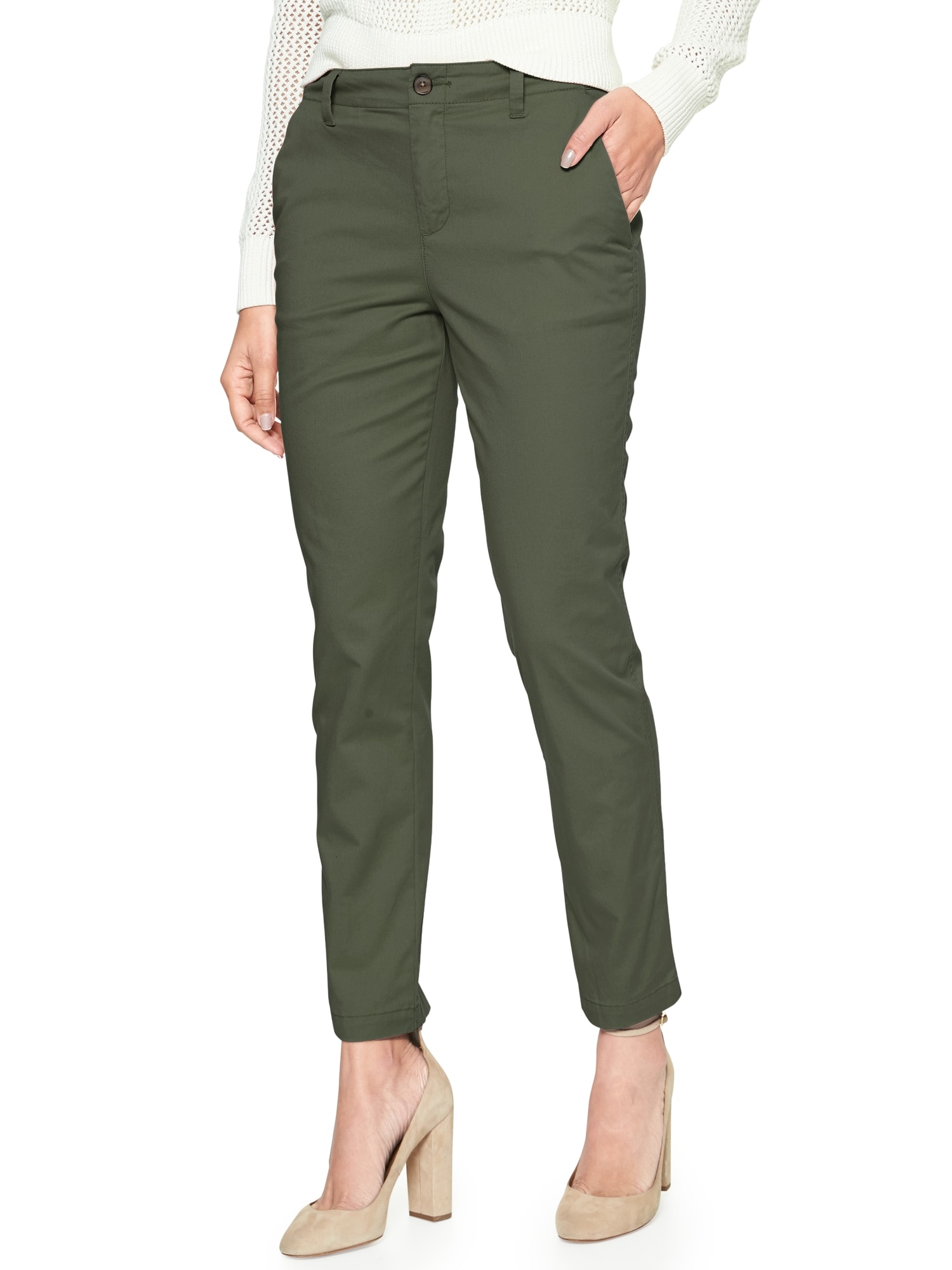 gap girlfriend khakis in stretch twill