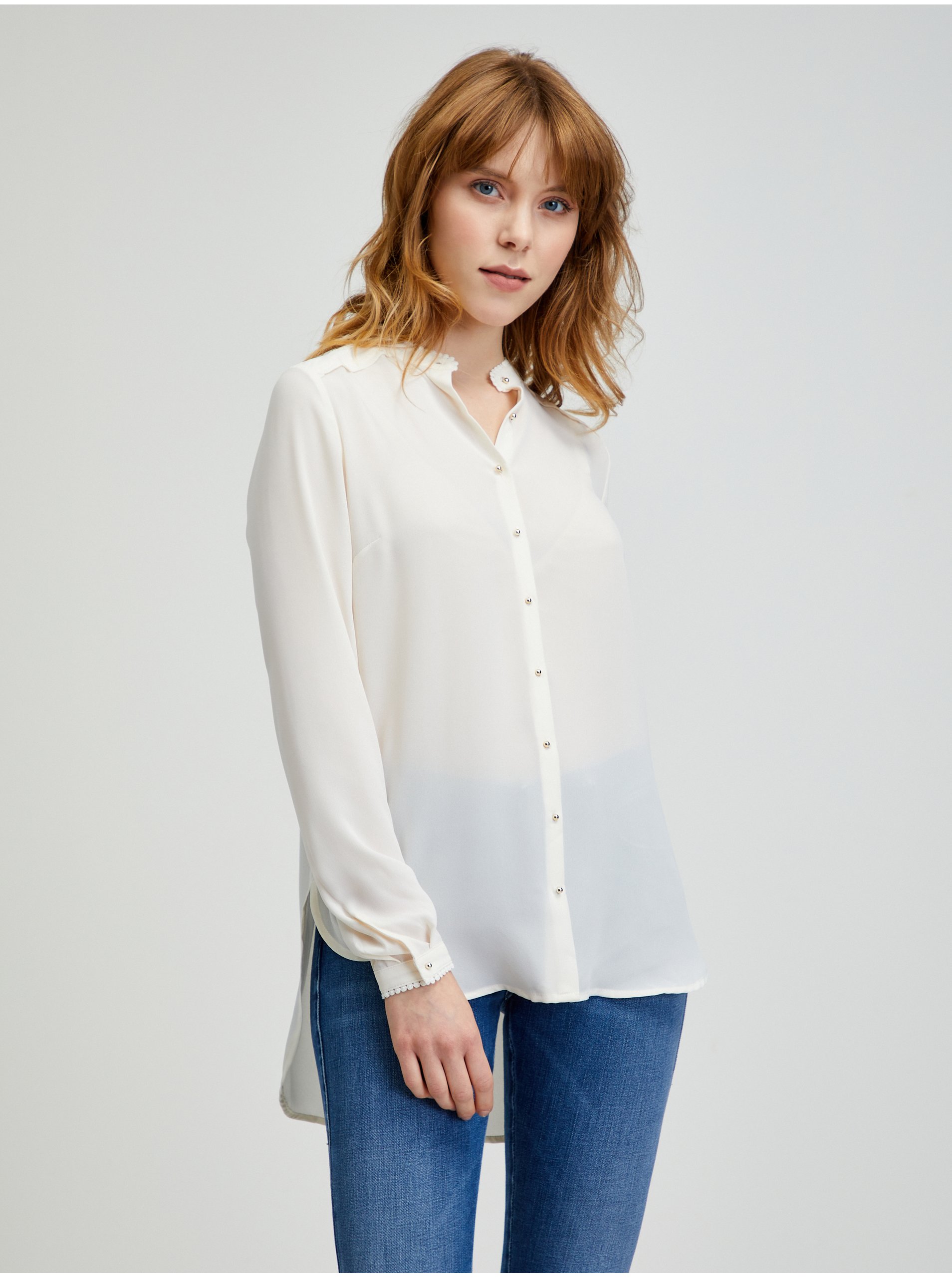 Cream blouse with extended back CAMAIEU - Ladies