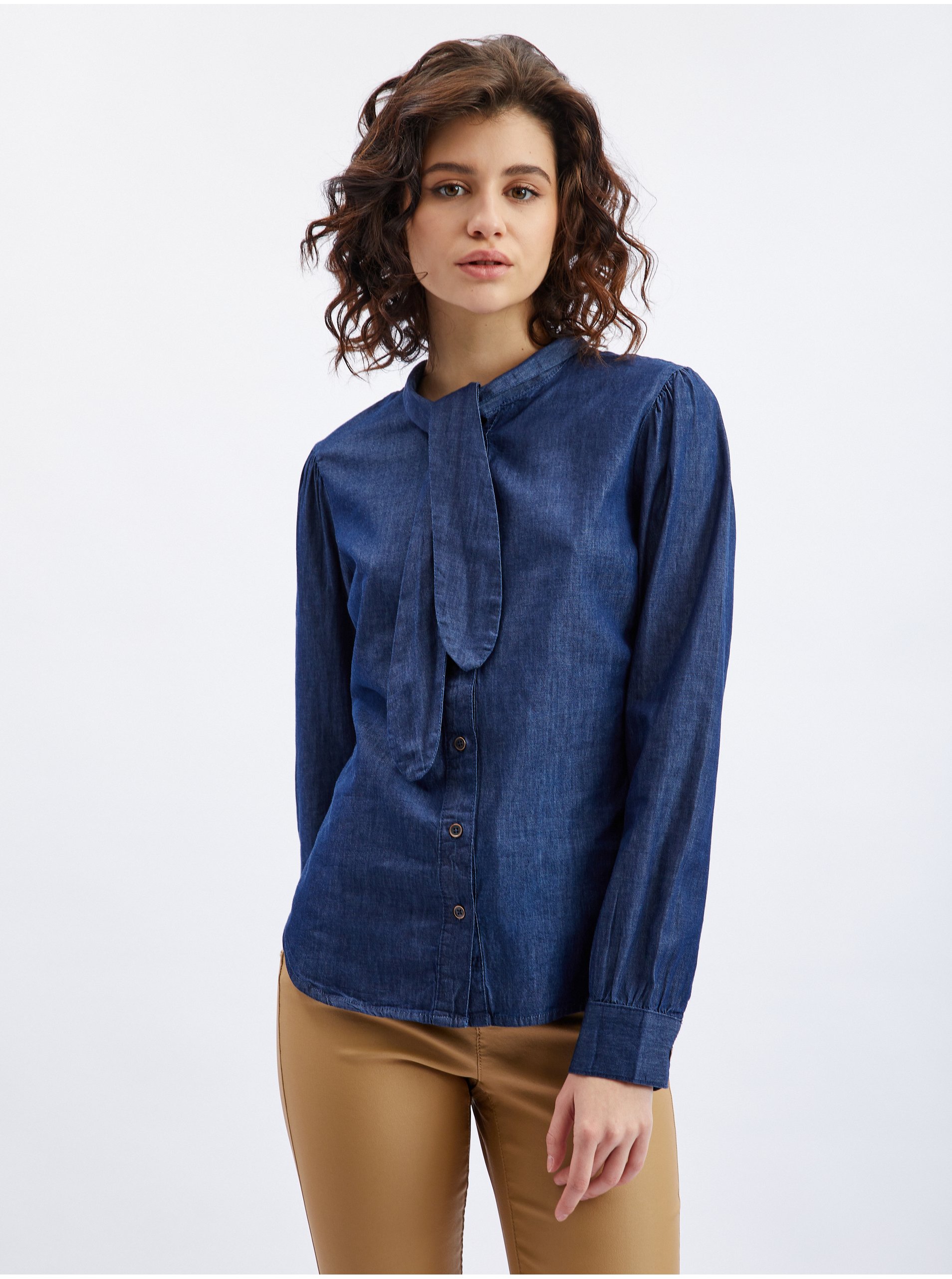 Orsay Dark Blue Ladies Denim Shirt With Decorative Detail - Women