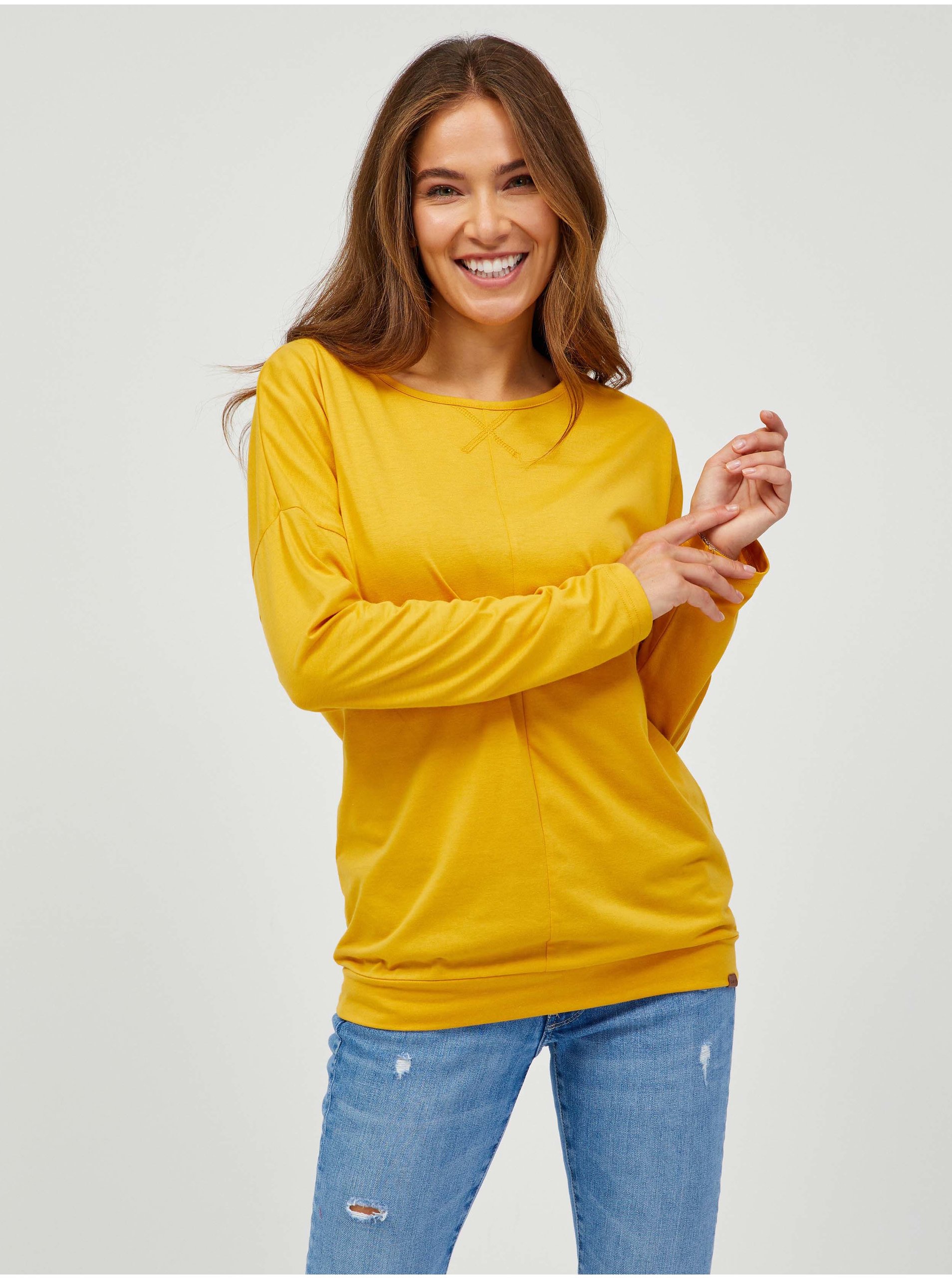 Levně SAM73 Žluté dámské basic tričko s dlouhým rukávem SAM 73 Azuka - Dámské