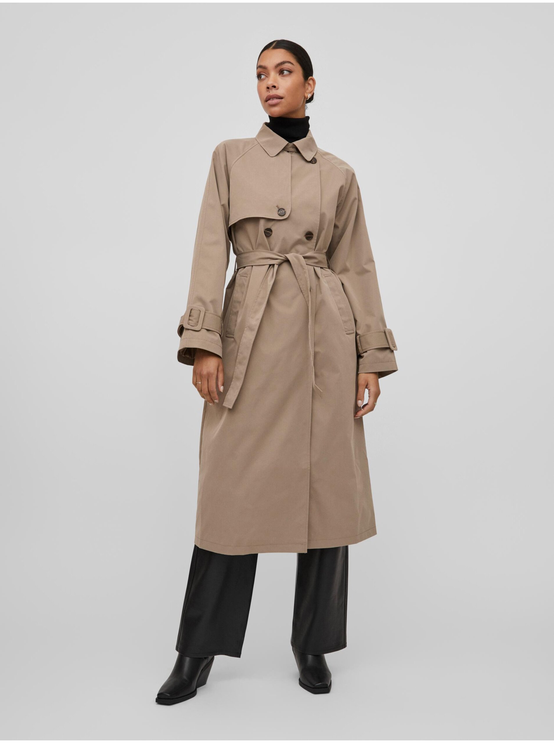 Beige ladies trench coat VILA Vianna - Ladies