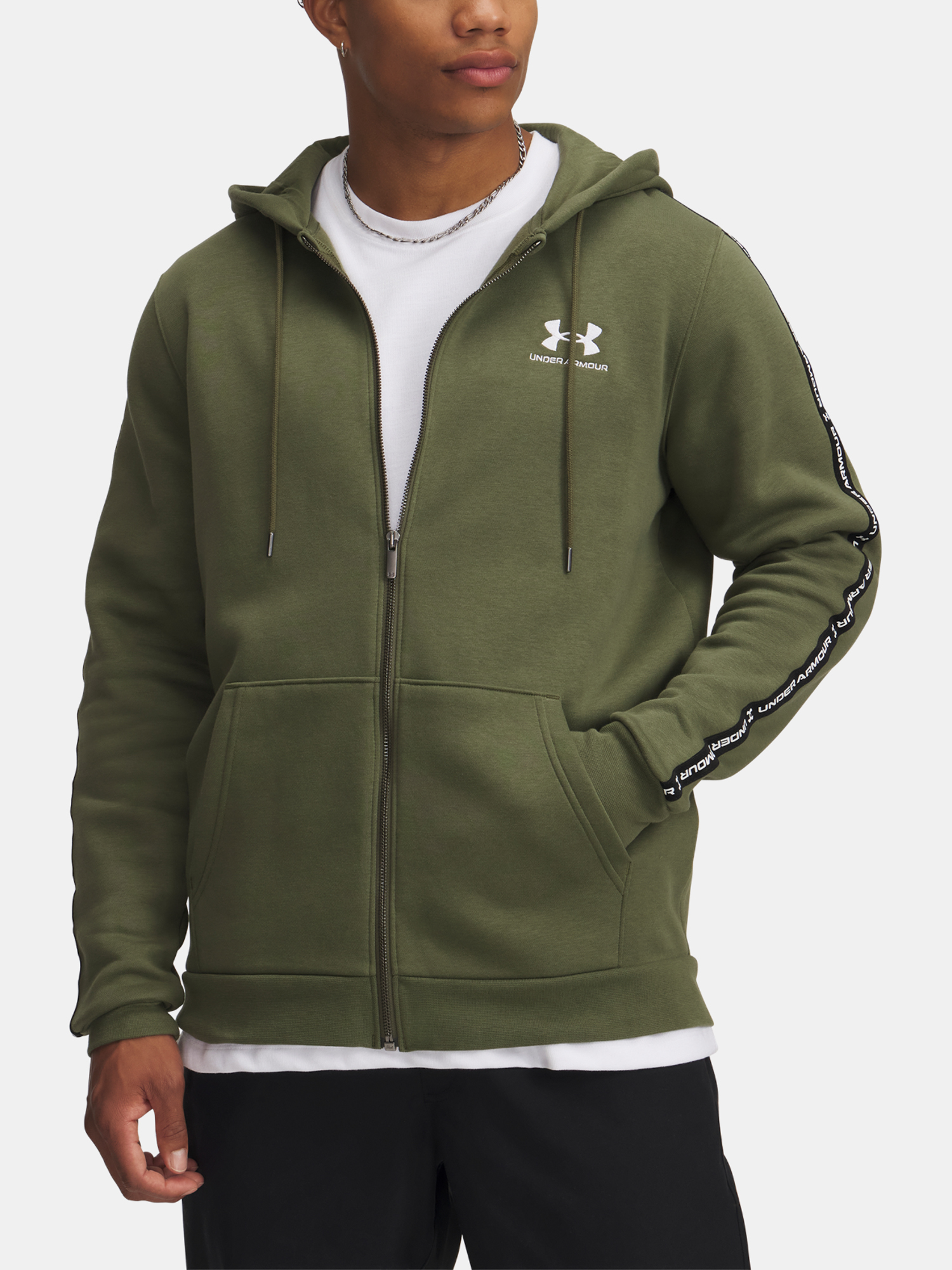 Mens sweatshirt Under Armour UA Icon Fleece FZ Taping - Mens
