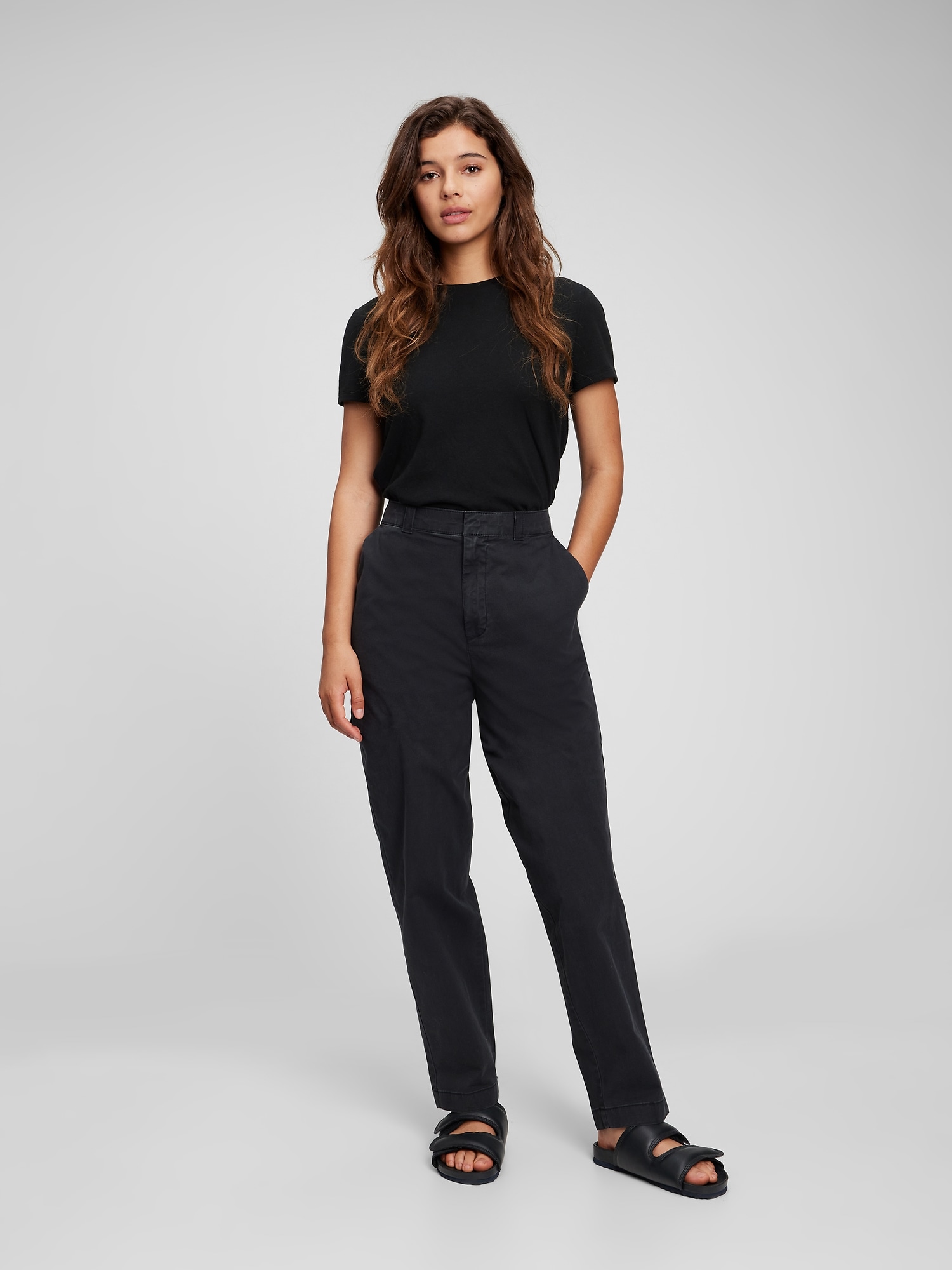 Pantaloni chino pentru femei GAP - negru