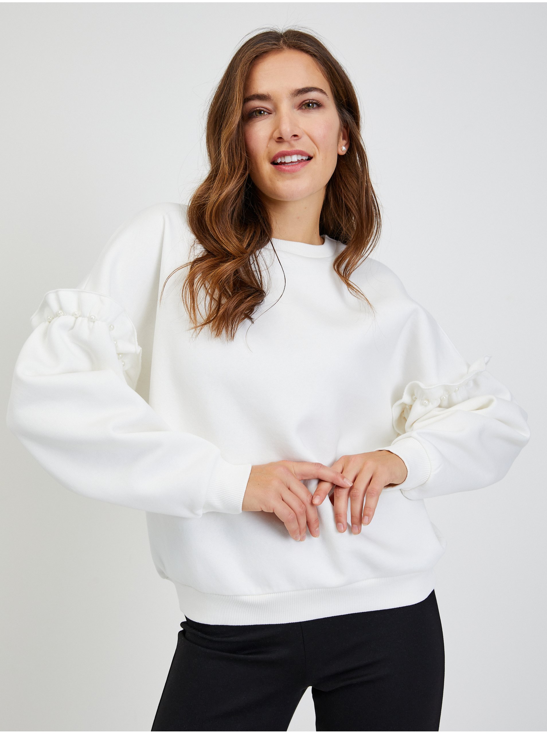 White Women's Oversize Sweatshirt With Balloon Sleeves ORSAY - Women