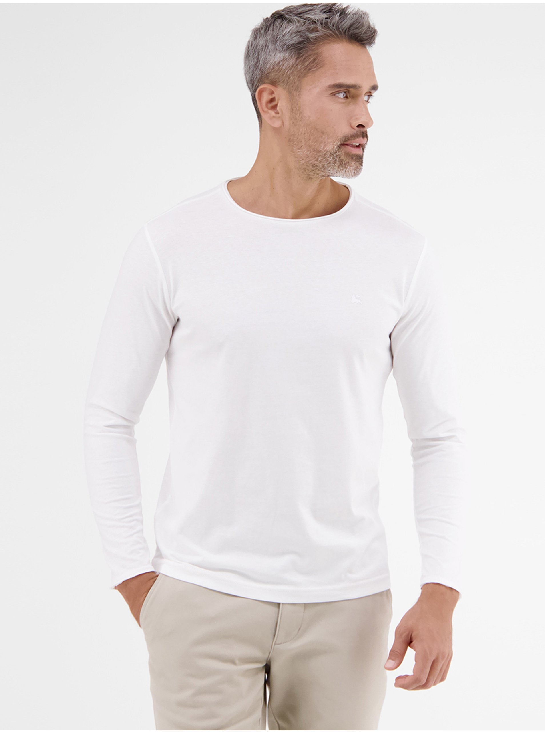 Levně Bílé pánské basic tričko LERROS - Pánské