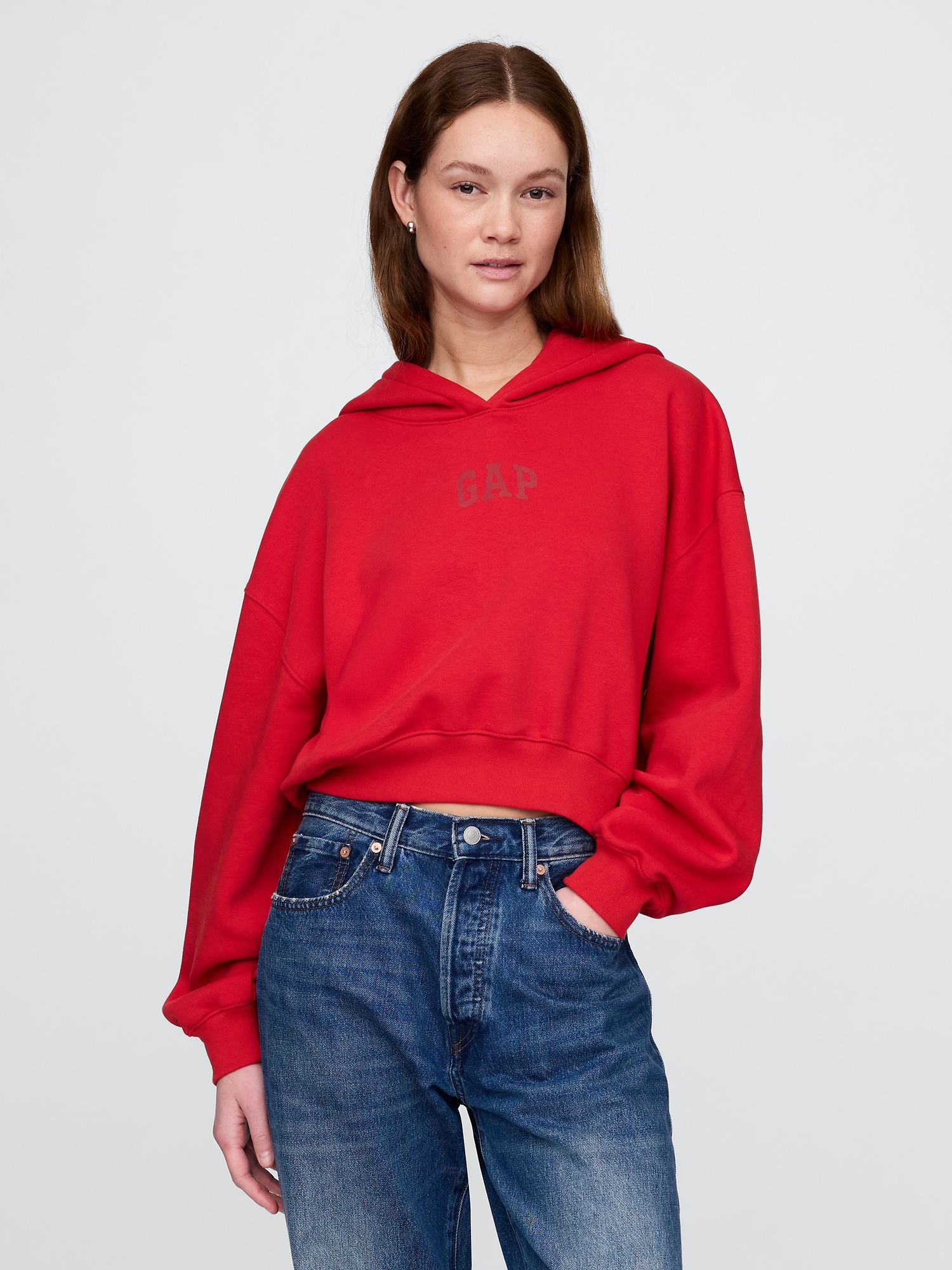 GAP Hoodie Logo Cropped Americana - Women&#039;s