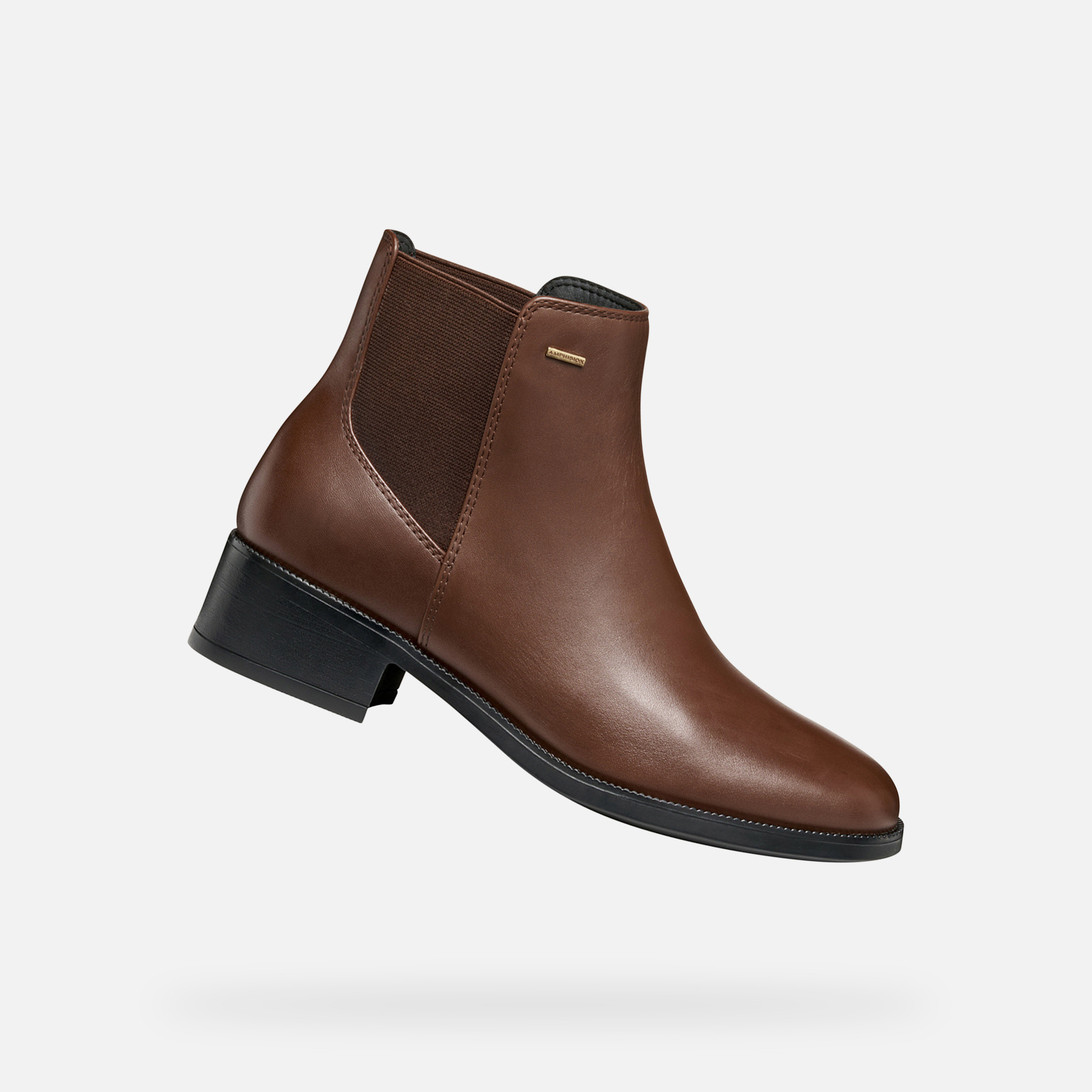 Brown womens ankle boots Geox Camexia NP ABX - Womens