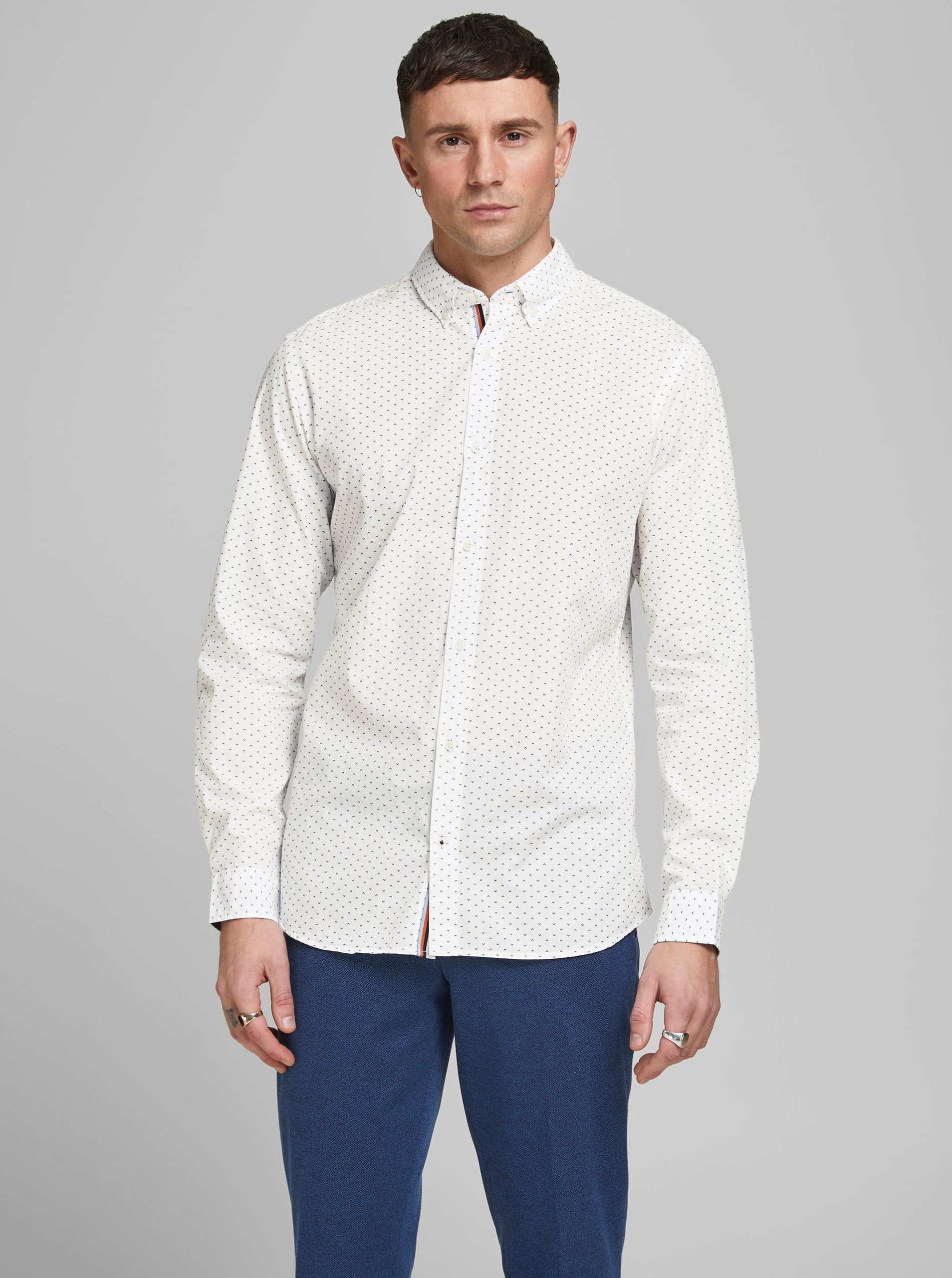 White Patterned Jack & Jones Shirt - Men