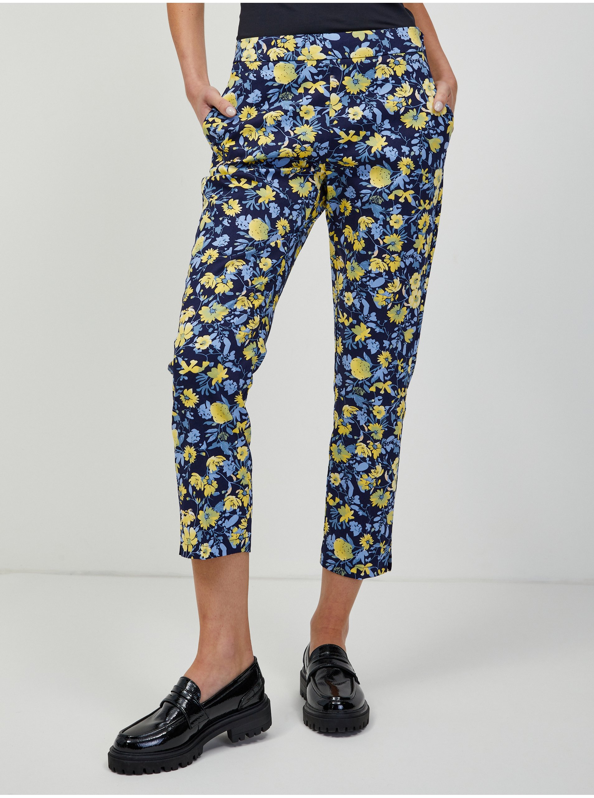 Žlto-modré kvetinové skrátené nohavice ORSAY - ženy