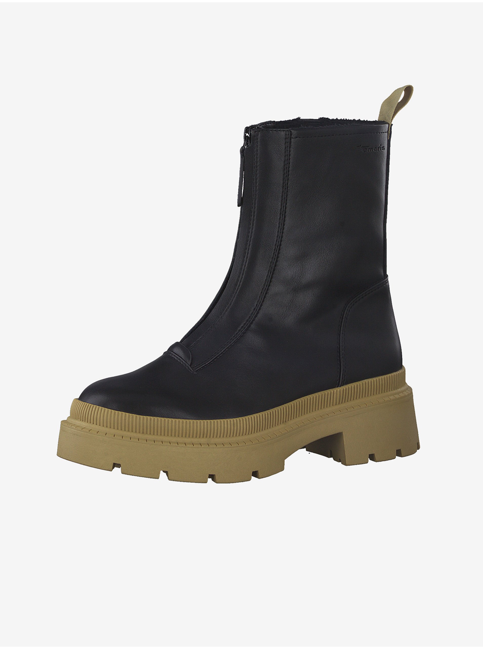 Beige-black ankle boots Tamaris - Women's