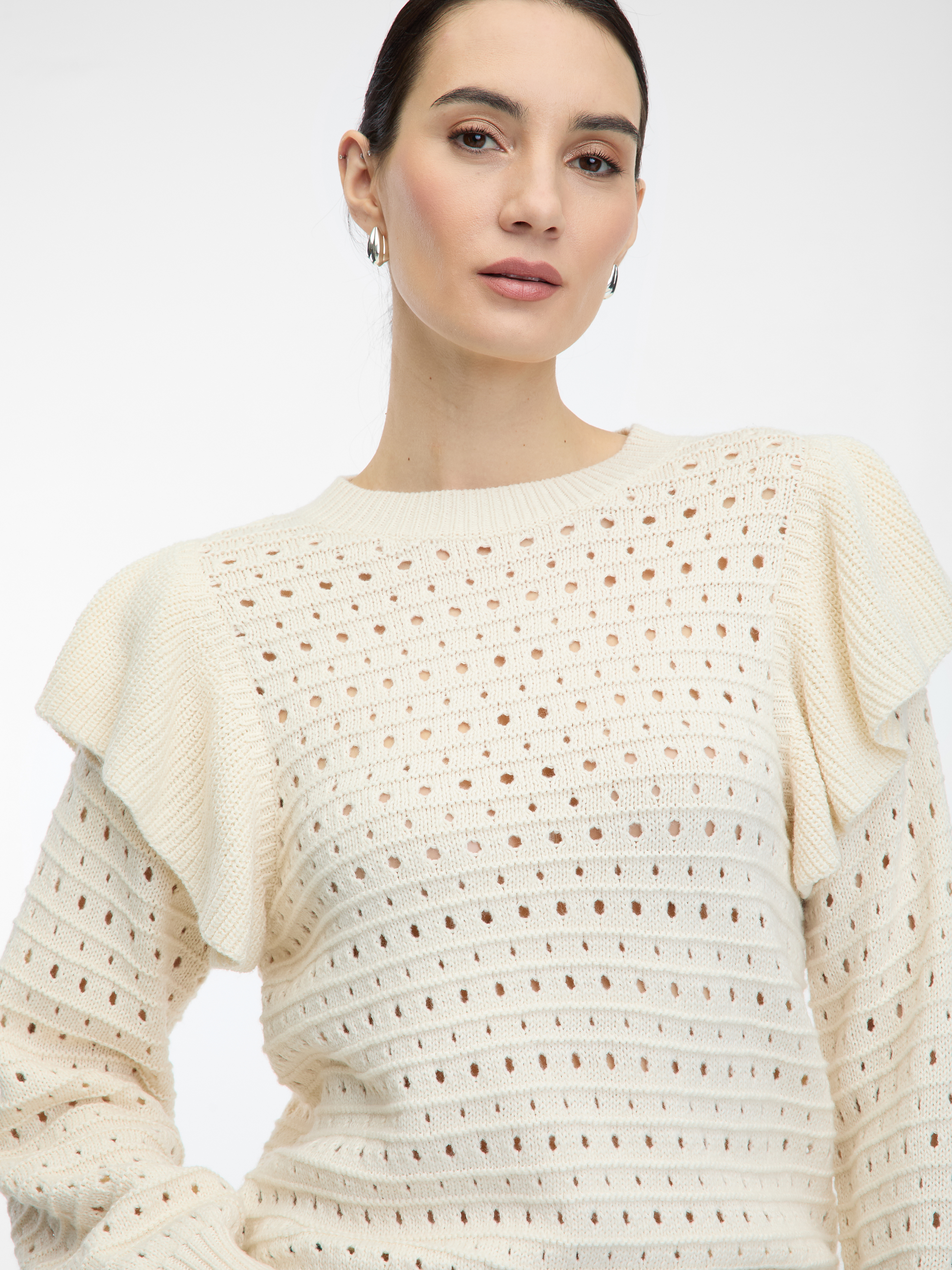 Cream women's sweater with frills ORSAY - Women's