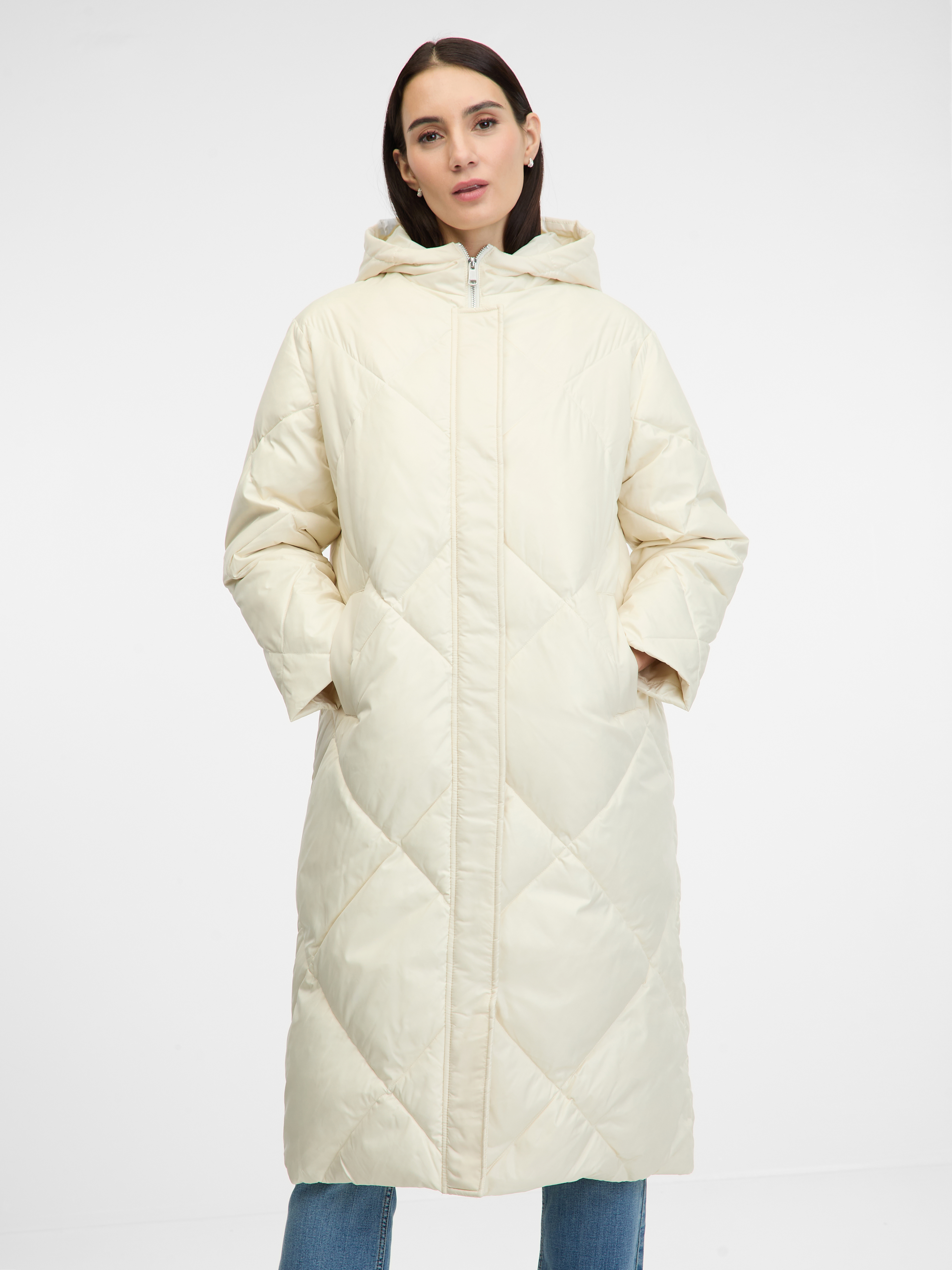 Cream women's quilted down coat ORSAY - Women's