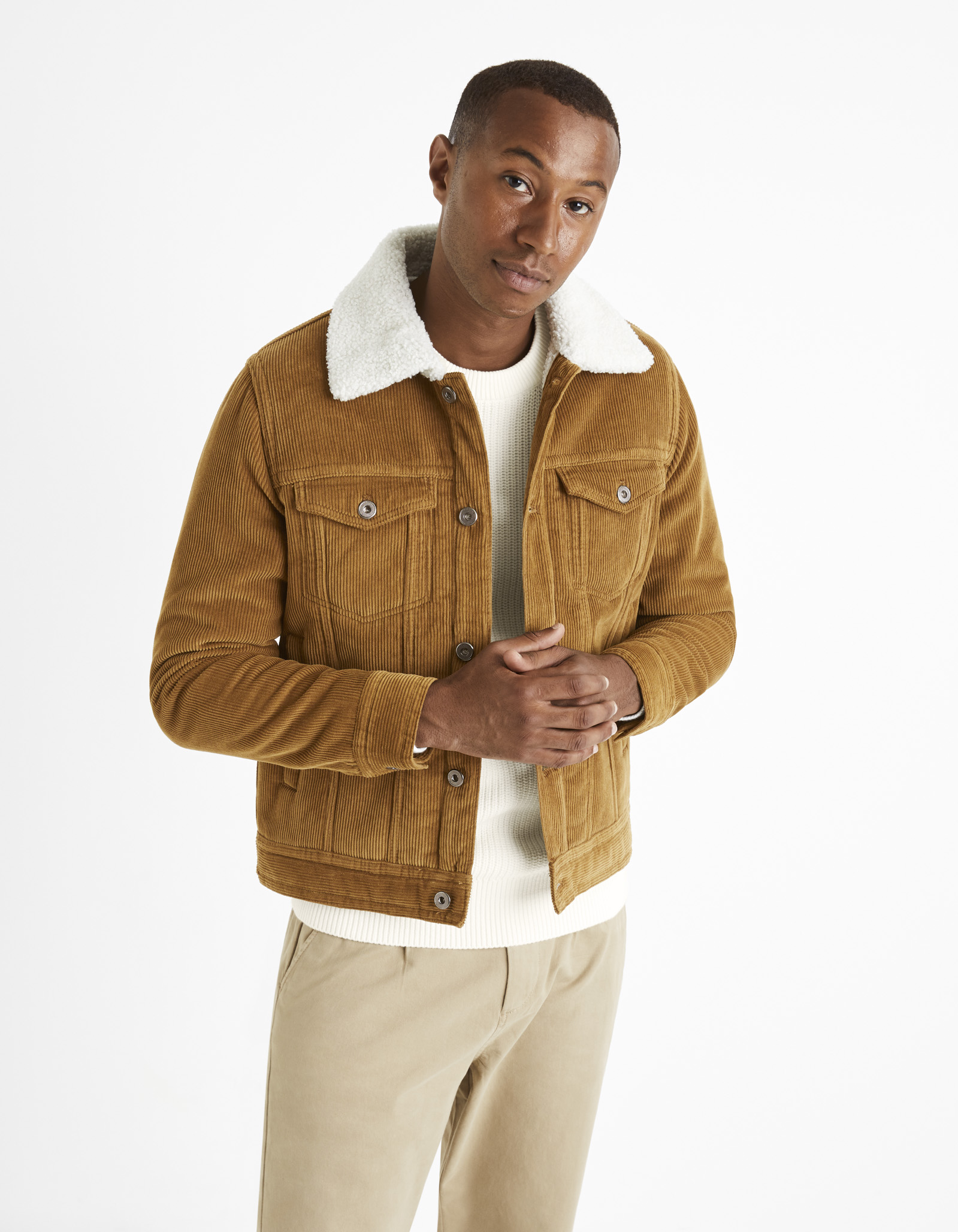 Celio Corduroy Jacket with Fur Cunewjoe - Men