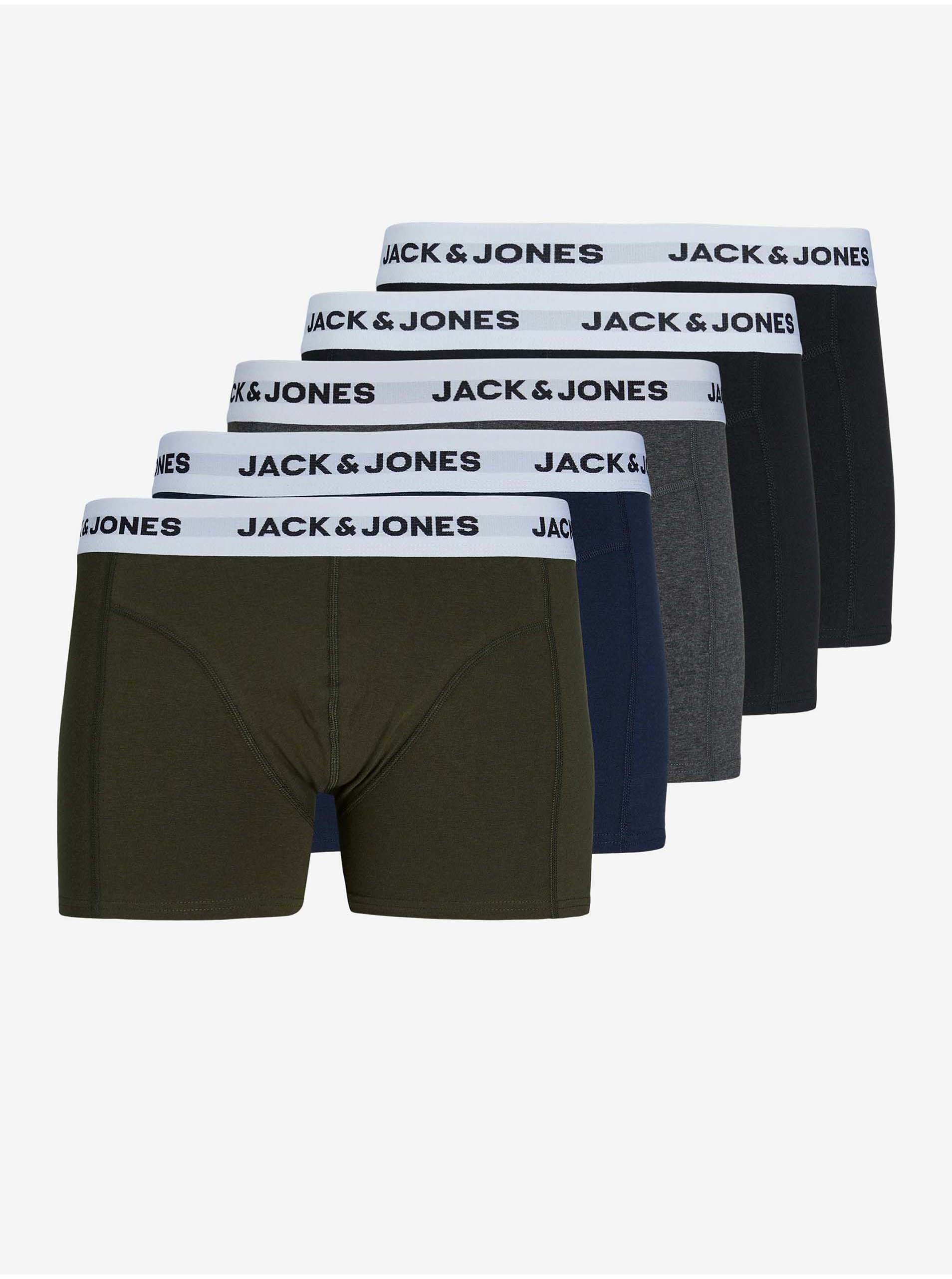 Jack & Jones Set of five boxer shorts in khaki, blue, grey and black Jack & Jone - Men's