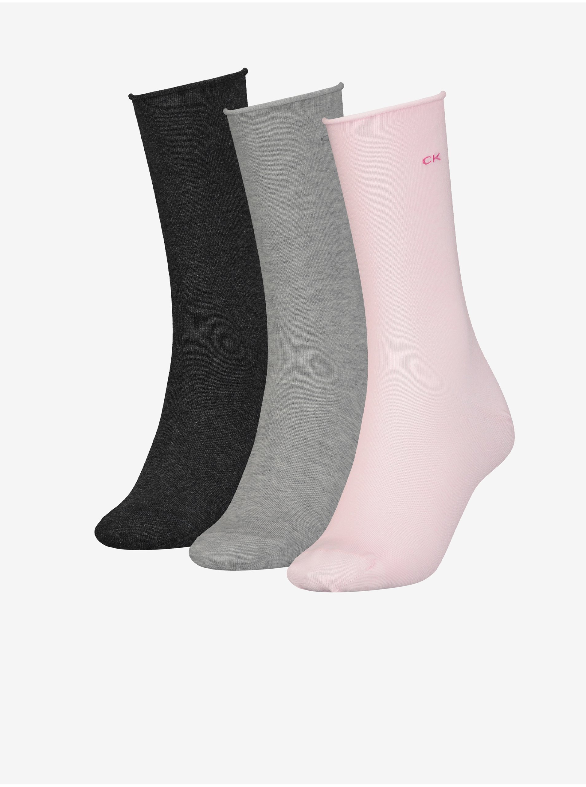 Calvin Klein Set of three pairs of women's socks in pink, gray and black Calvin - Ladies