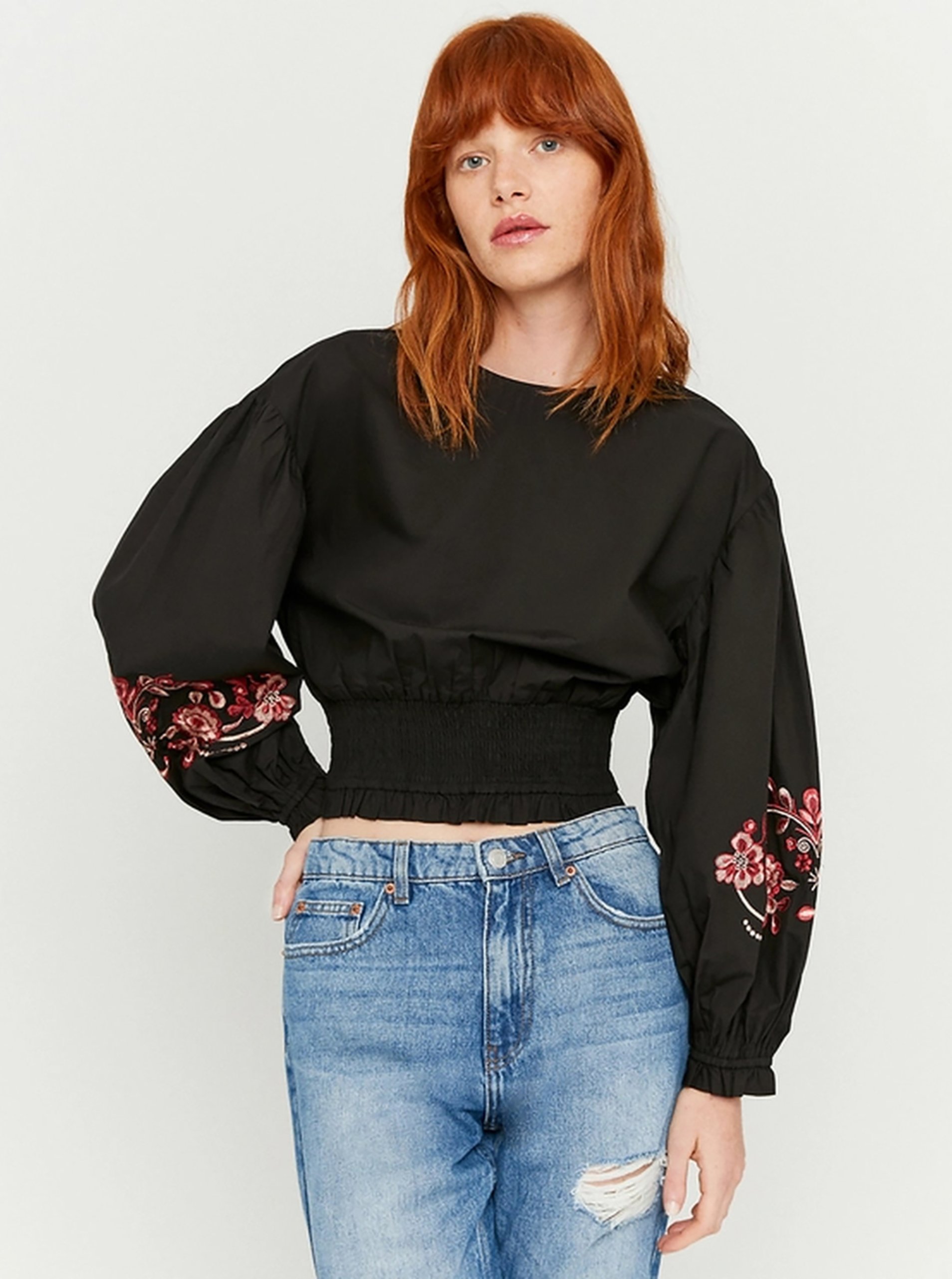 Black Short Blouse With Embroidery TALLY WEiJL - Women