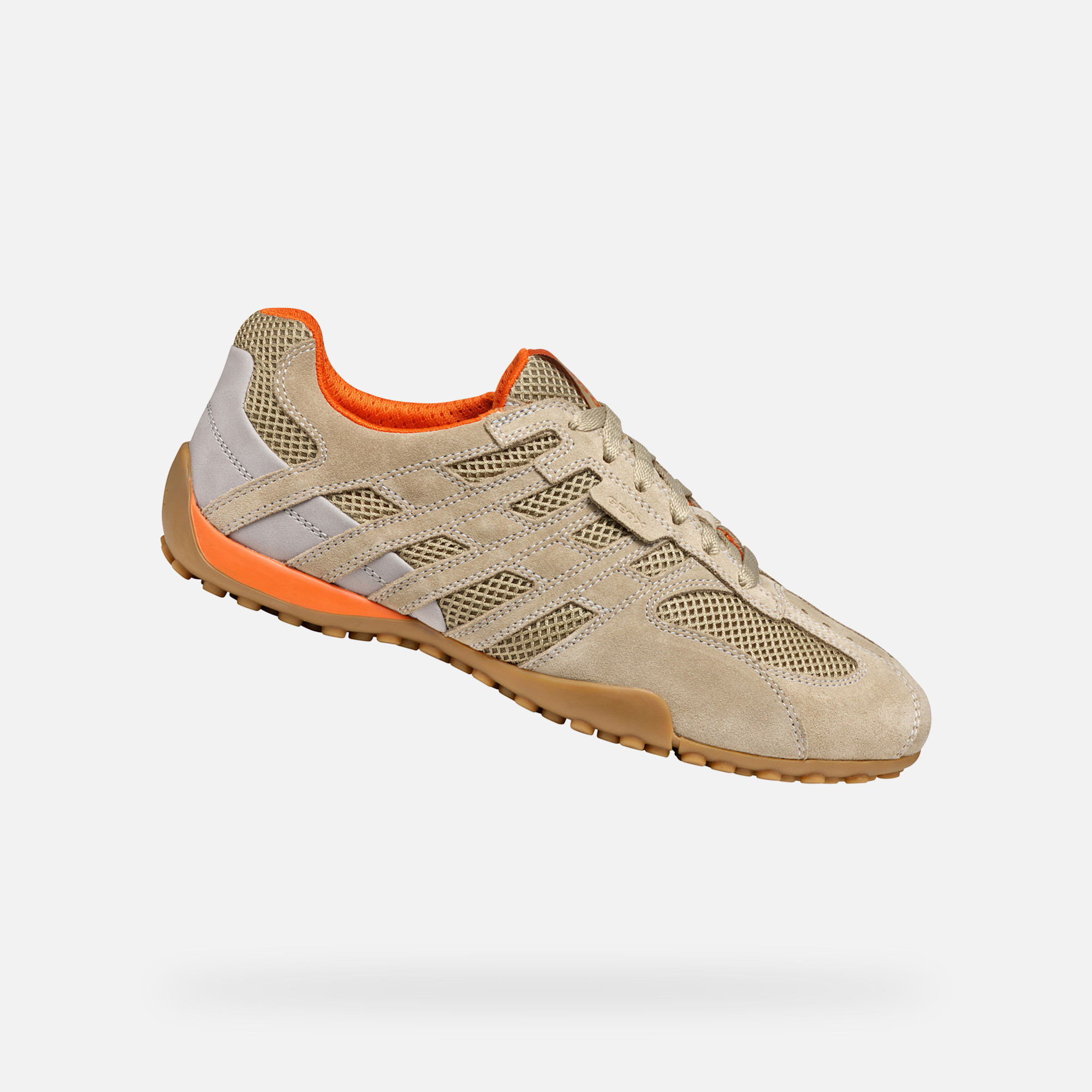 Beige mens sneakers Geox Snake Original - Mens