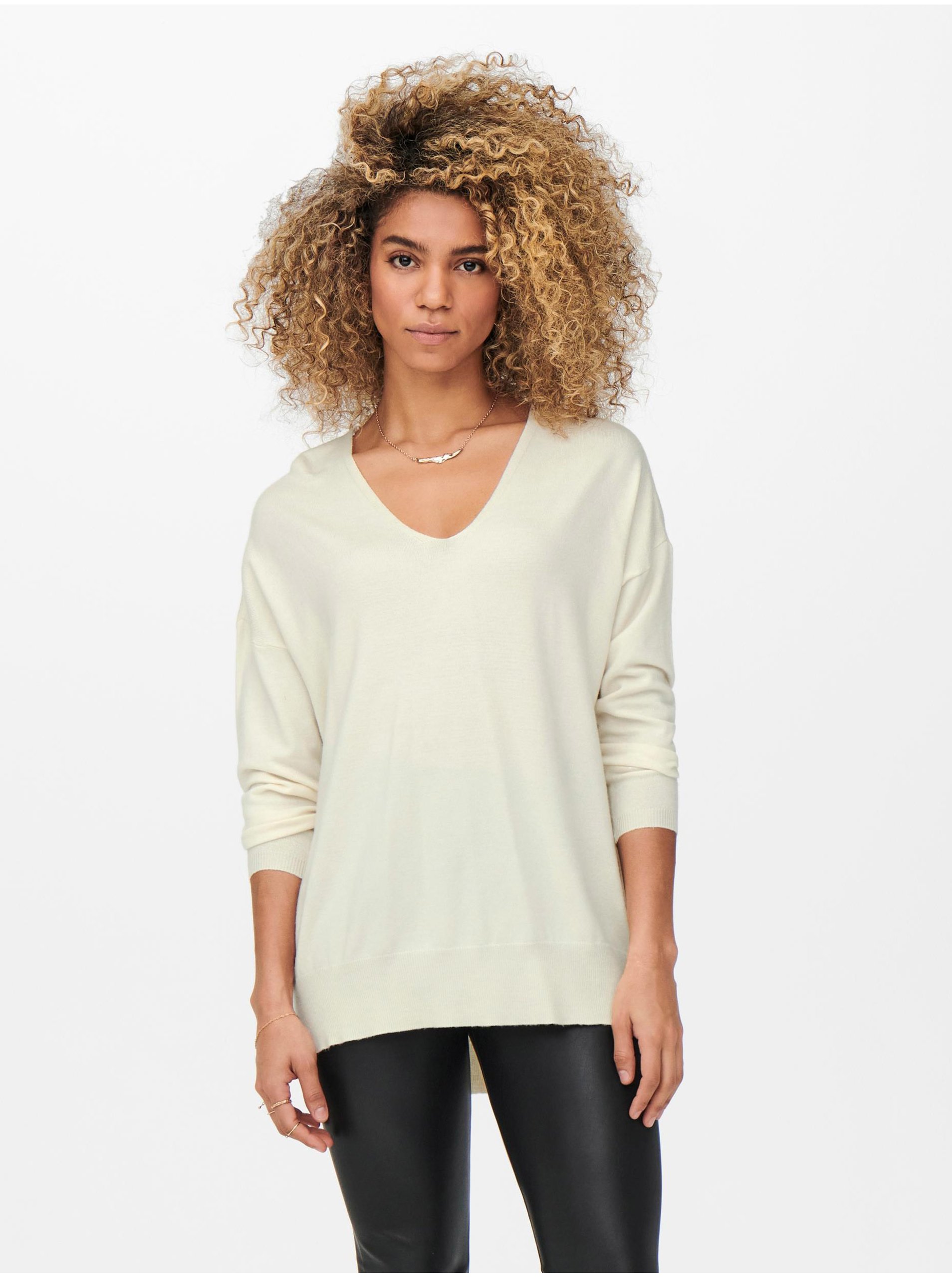 Cream women's lightweight sweater ONLY Lely - Women