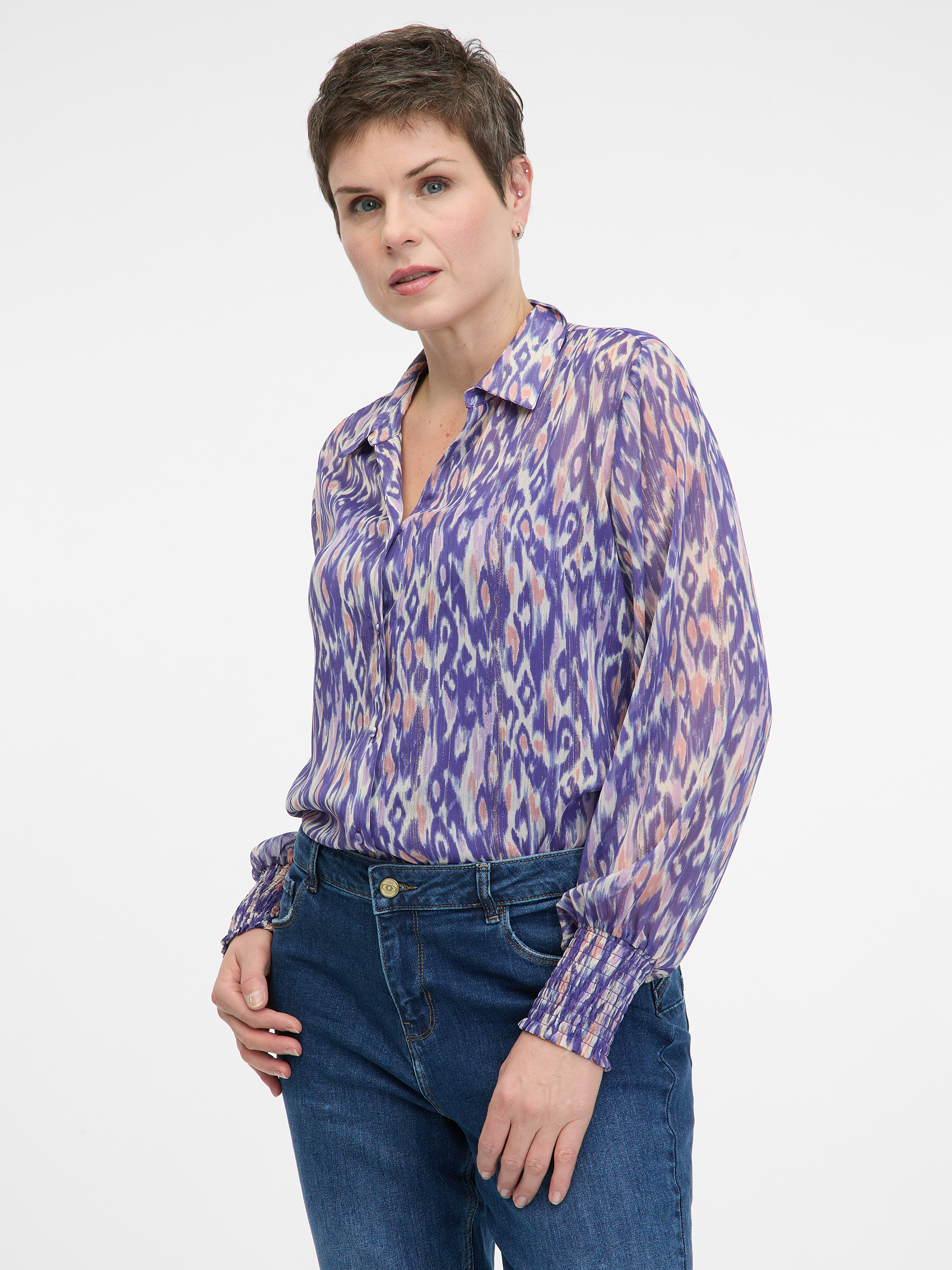Purple women&#039;s blouse with collar ORSAY - Women&#039;s