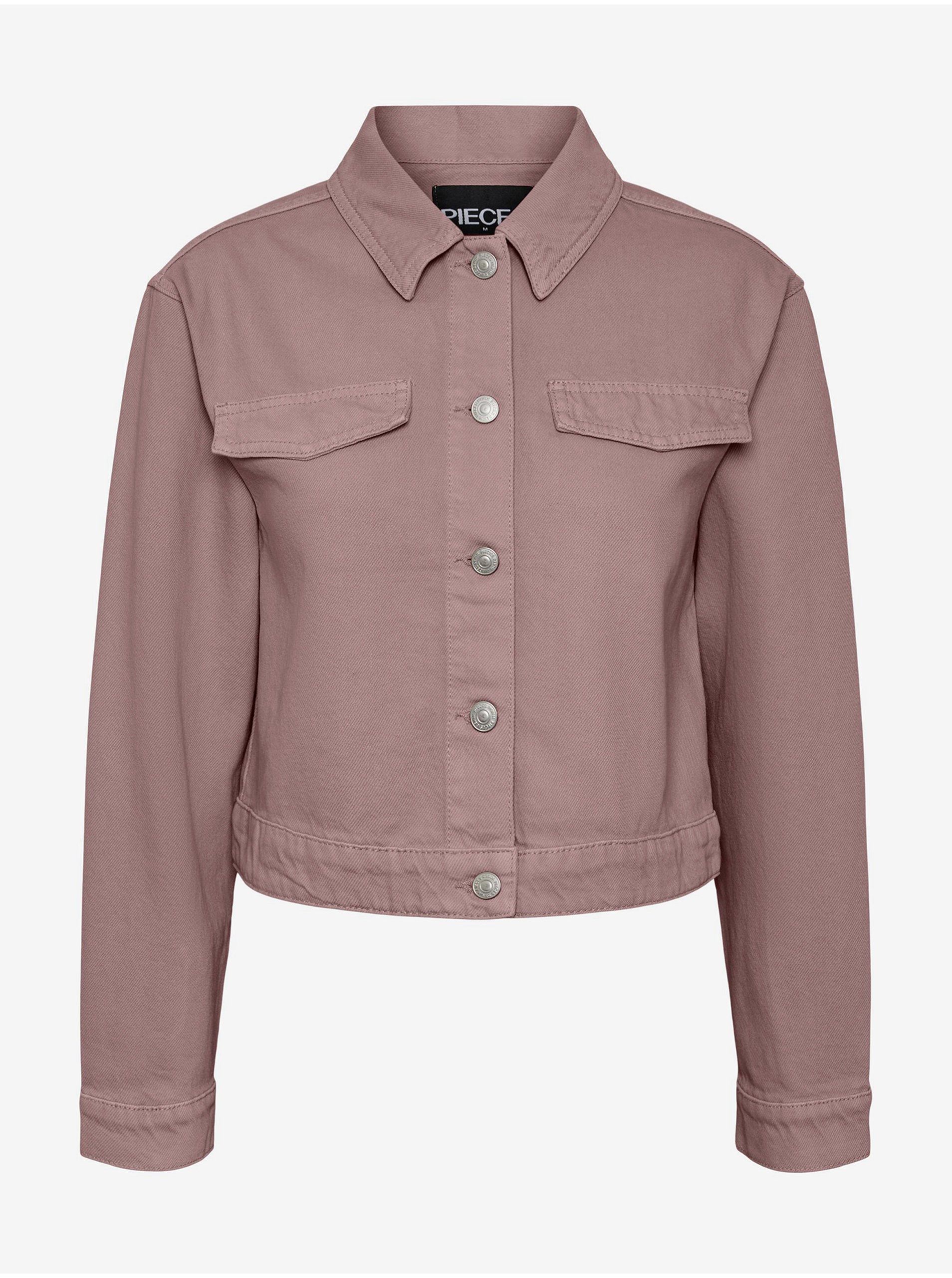 Jachete din denim pentru femei Pieces - roz prafuit
